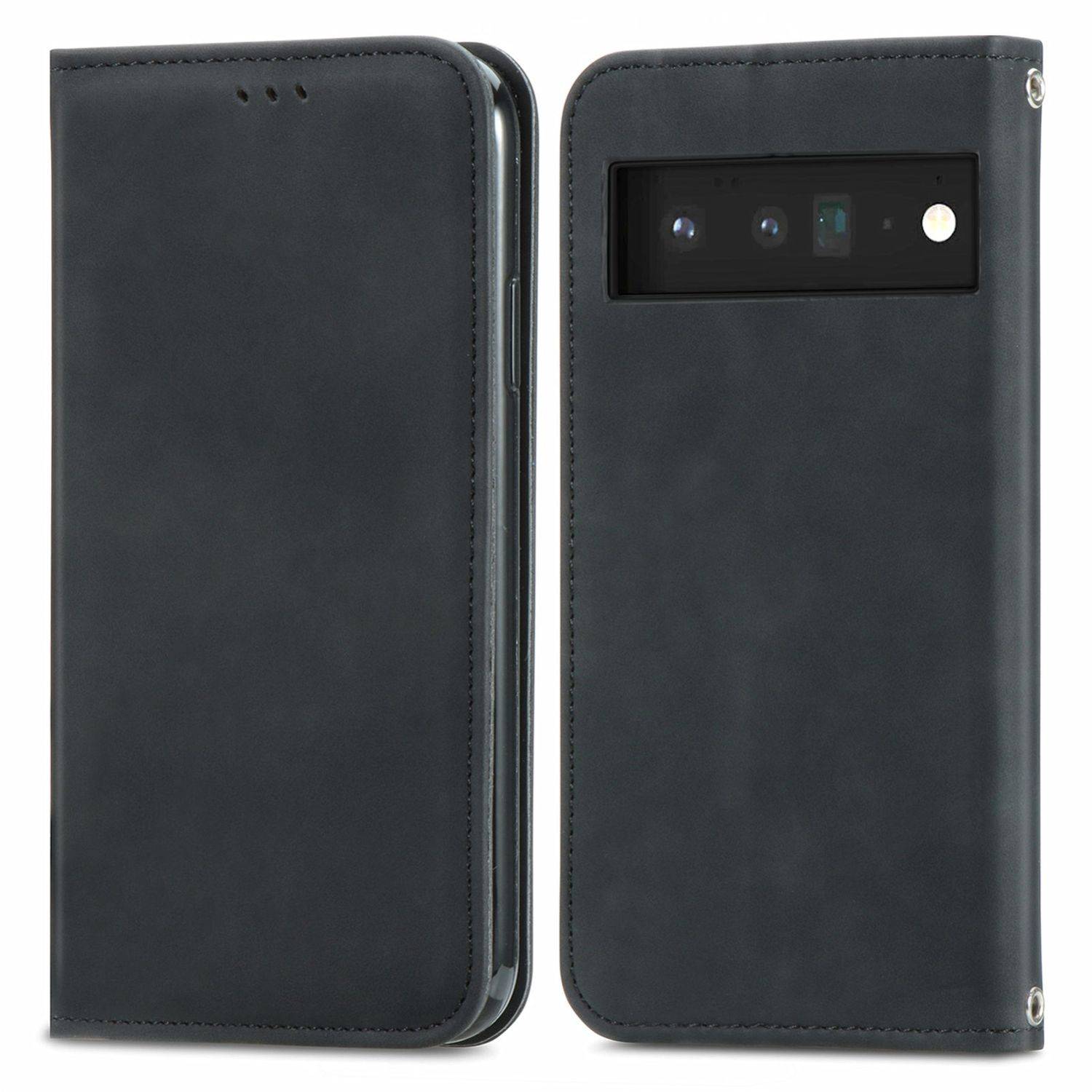 Hülle kompatibel mit Google Pixel 6 Pro Kunstleder Handyhülle - Handy Case Schwarz