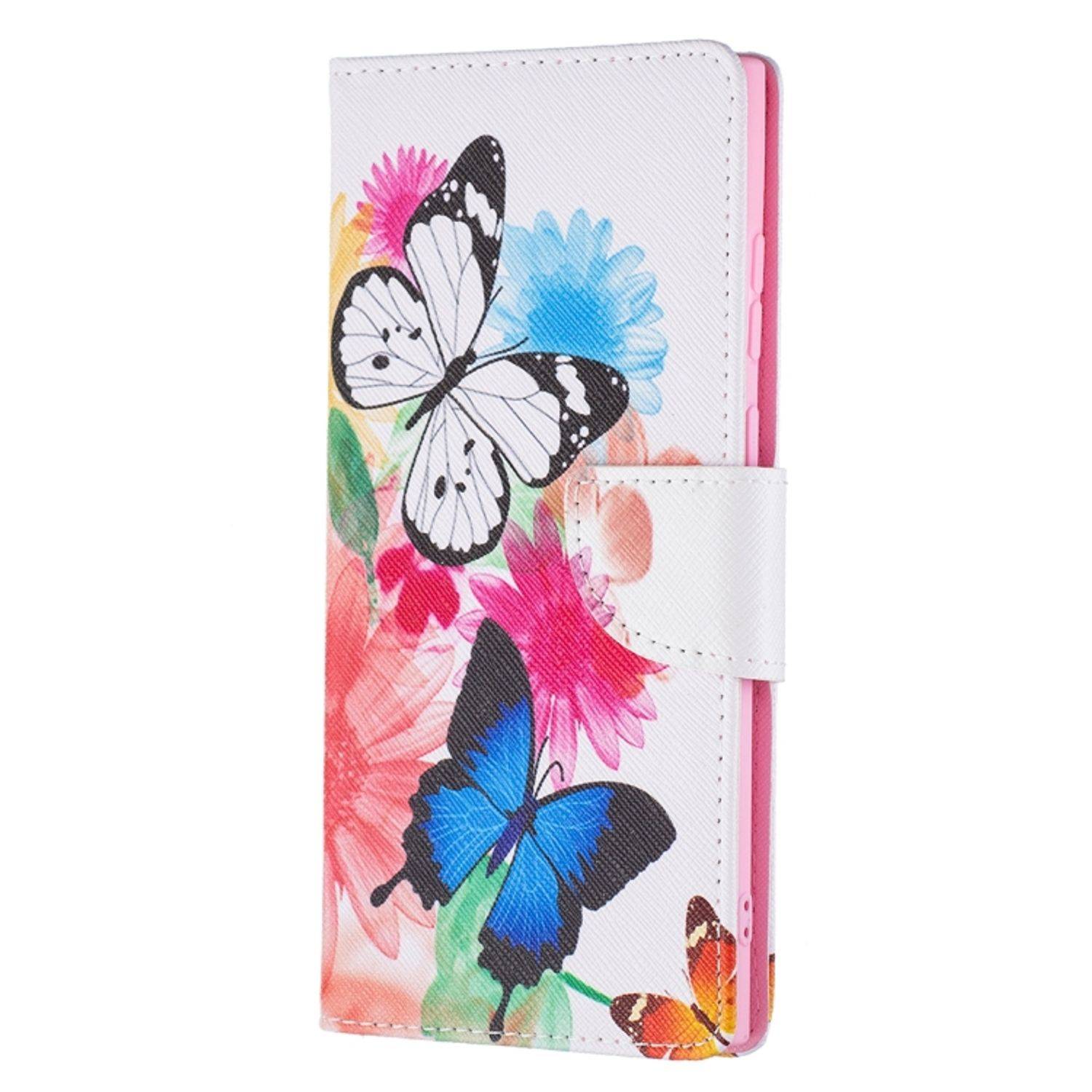 Hülle kompatibel mit Samsung Galaxy S22 Ultra 5G Kunstleder Handyhülle - Handy Case Schmetterlinge
