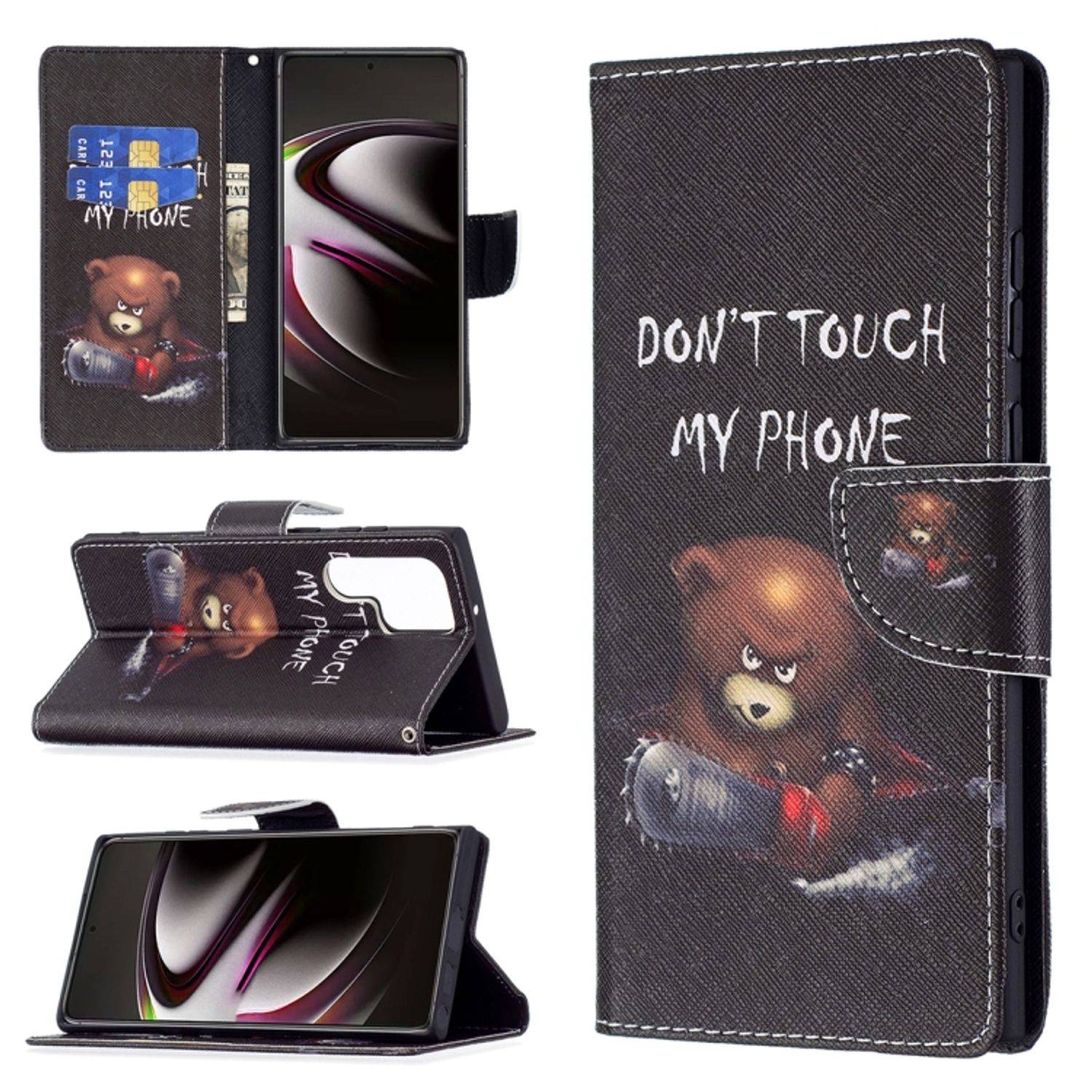 Hülle kompatibel mit Samsung Galaxy S22 Ultra 5G Kunstleder Handyhülle - Handy Case Bär