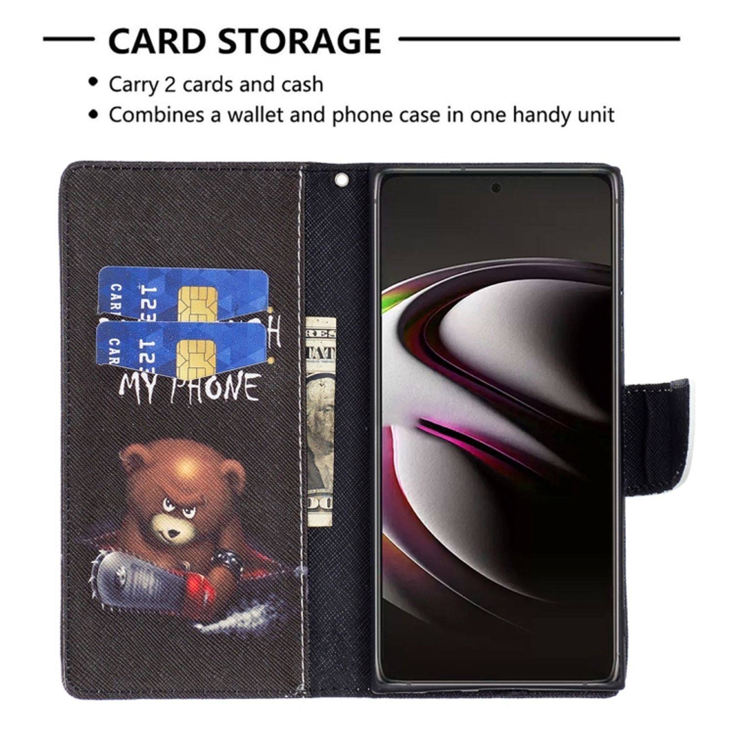 Hülle kompatibel mit Samsung Galaxy S22 Ultra 5G Kunstleder Handyhülle - Handy Case Bär