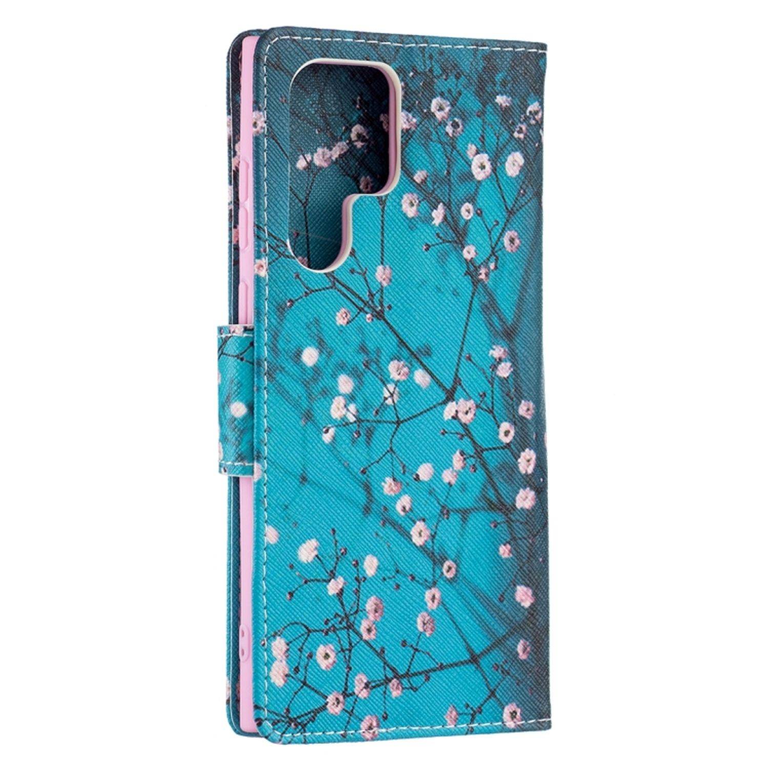 Hülle kompatibel mit Samsung Galaxy S22 Ultra 5G Kunstleder Handyhülle - Handy Case Pflaumenblüte