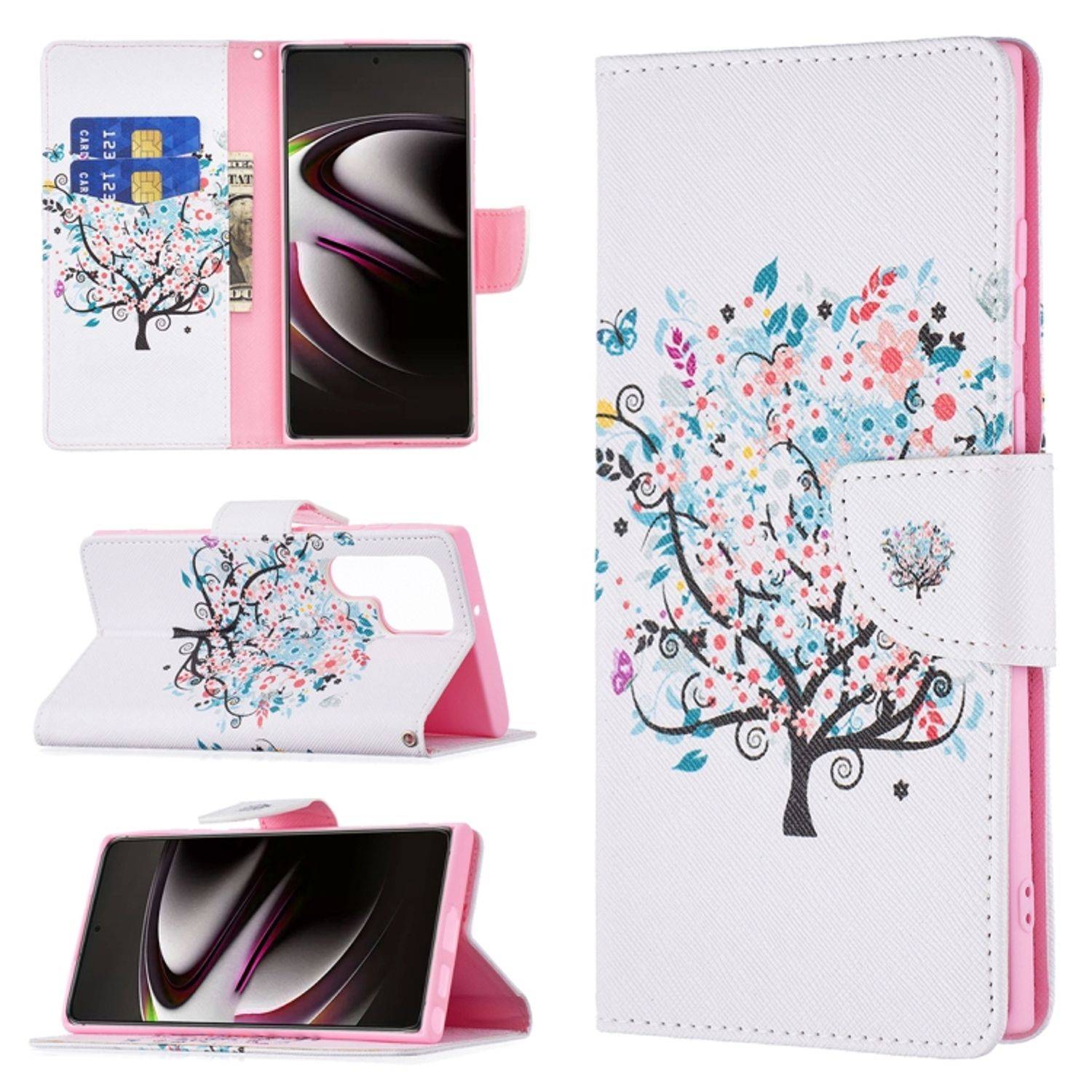Hülle kompatibel mit Samsung Galaxy S22 Ultra 5G Kunstleder Handyhülle - Handy Case Baum