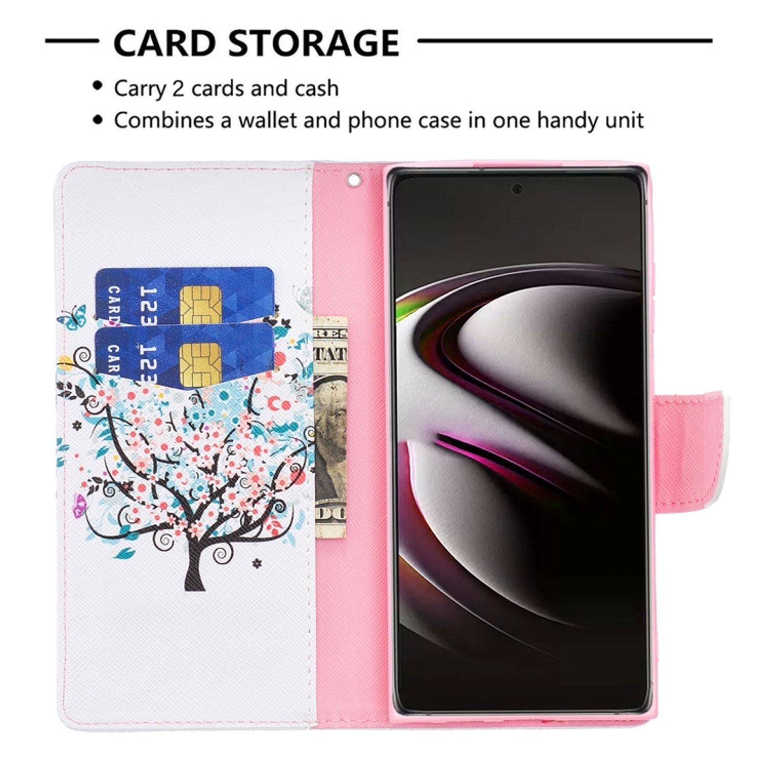 Hülle kompatibel mit Samsung Galaxy S22 Ultra 5G Kunstleder Handyhülle - Handy Case Baum
