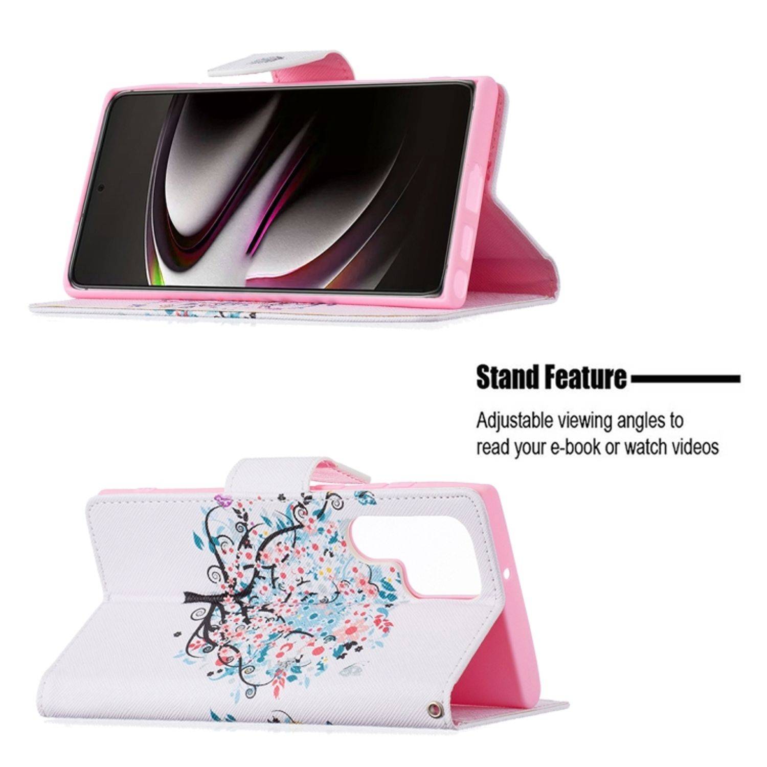Hülle kompatibel mit Samsung Galaxy S22 Ultra 5G Kunstleder Handyhülle - Handy Case Baum