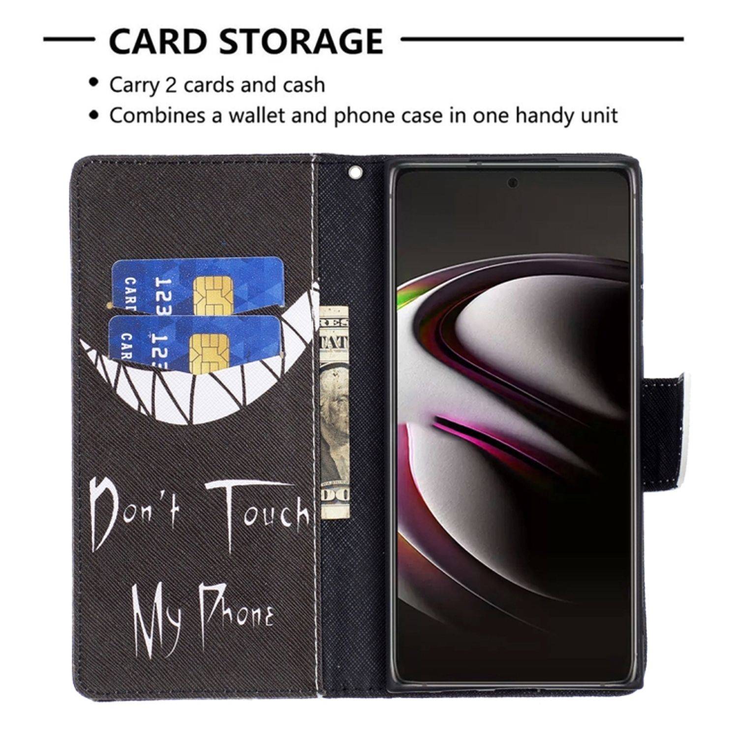 Hülle kompatibel mit Samsung Galaxy S22 Ultra 5G Kunstleder Handyhülle - Handy Case Grinsen