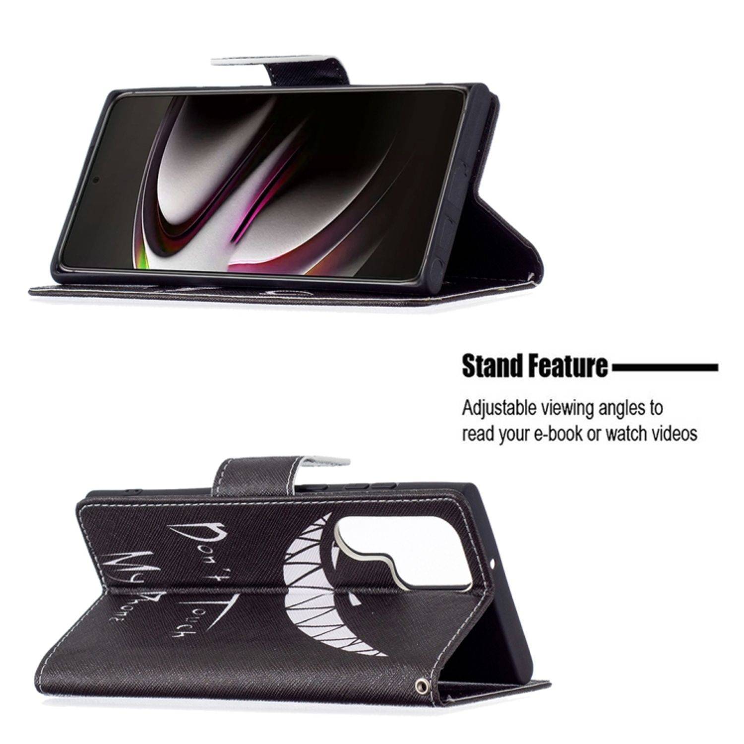 Hülle kompatibel mit Samsung Galaxy S22 Ultra 5G Kunstleder Handyhülle - Handy Case Grinsen