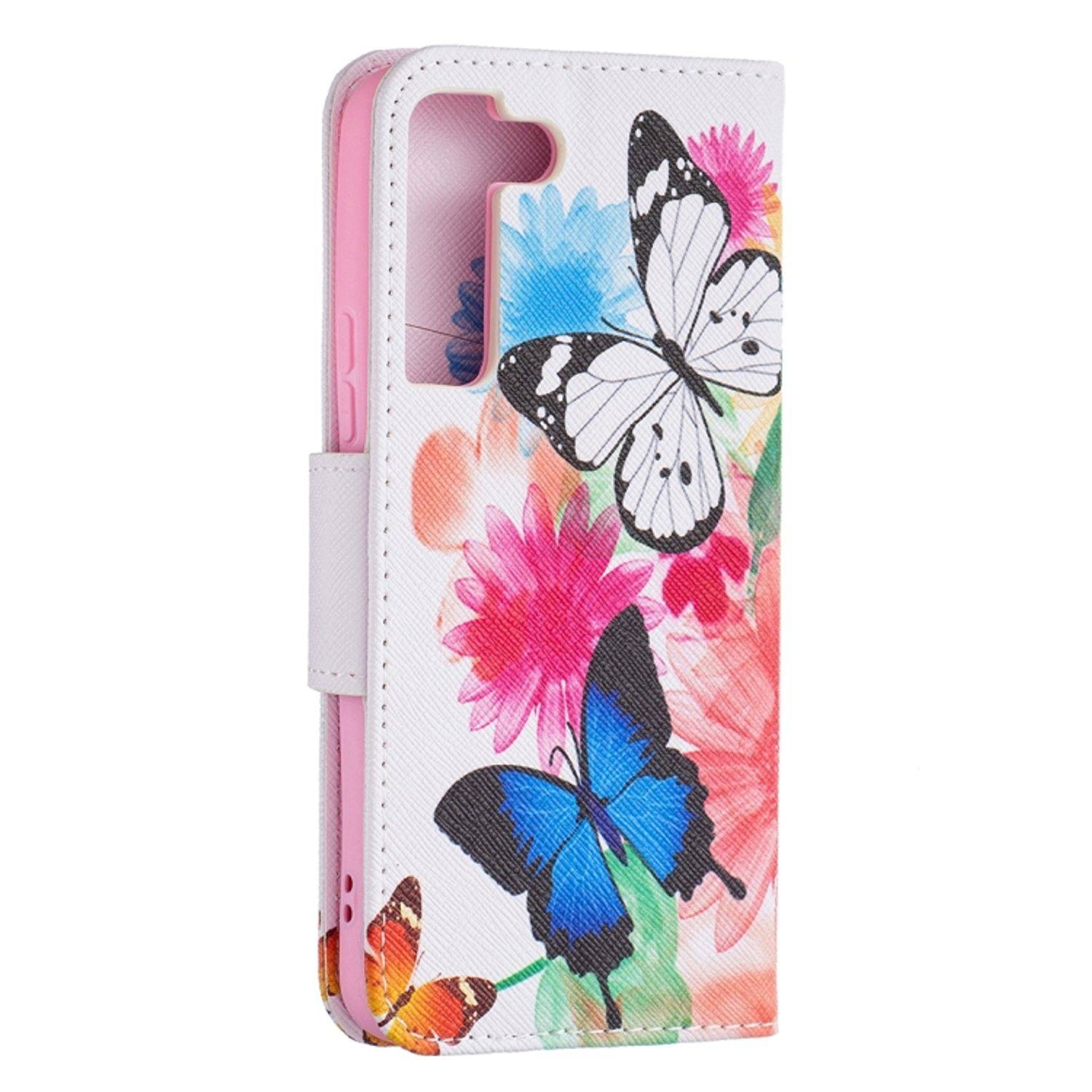 Hülle kompatibel mit Samsung Galaxy S22 5G Kunstleder Handyhülle - Handy Case Schmetterlinge