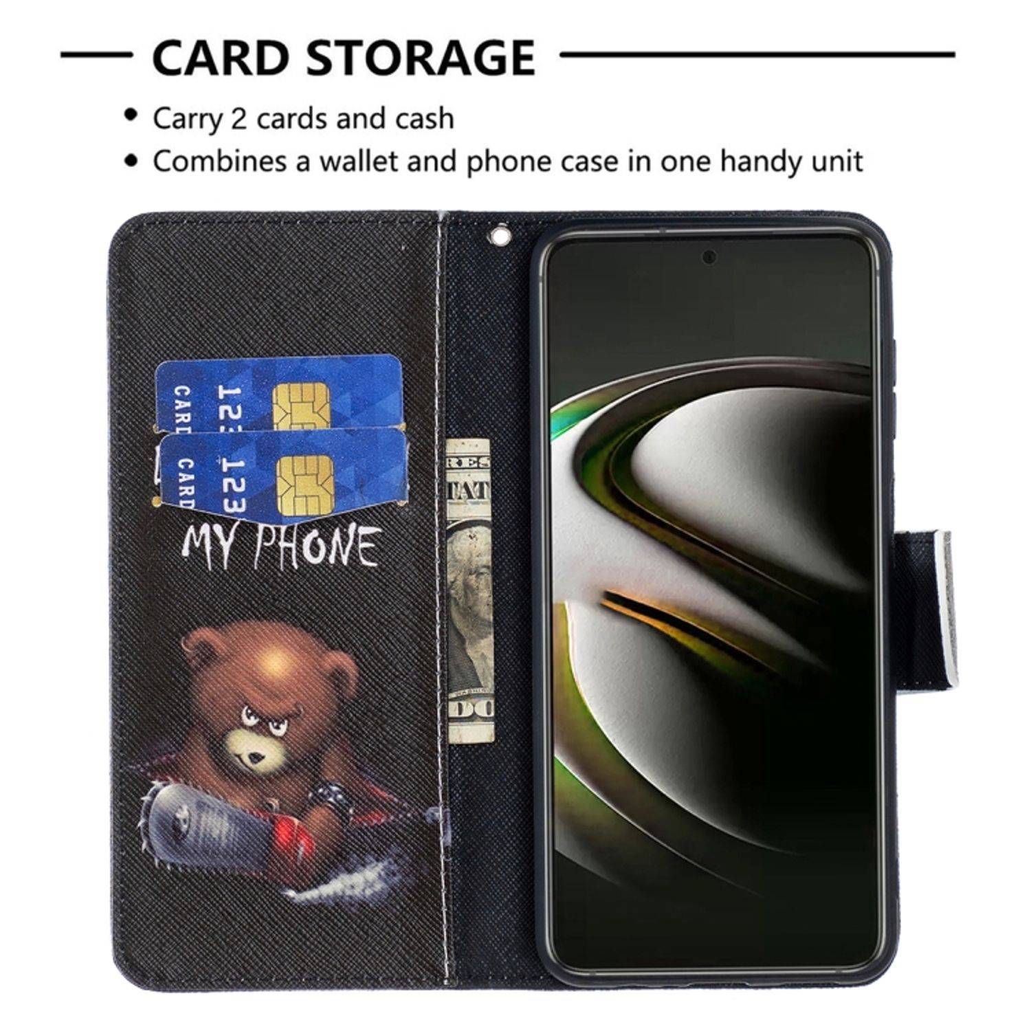 Hülle kompatibel mit Samsung Galaxy S22 5G Kunstleder Handyhülle - Handy Case Bär