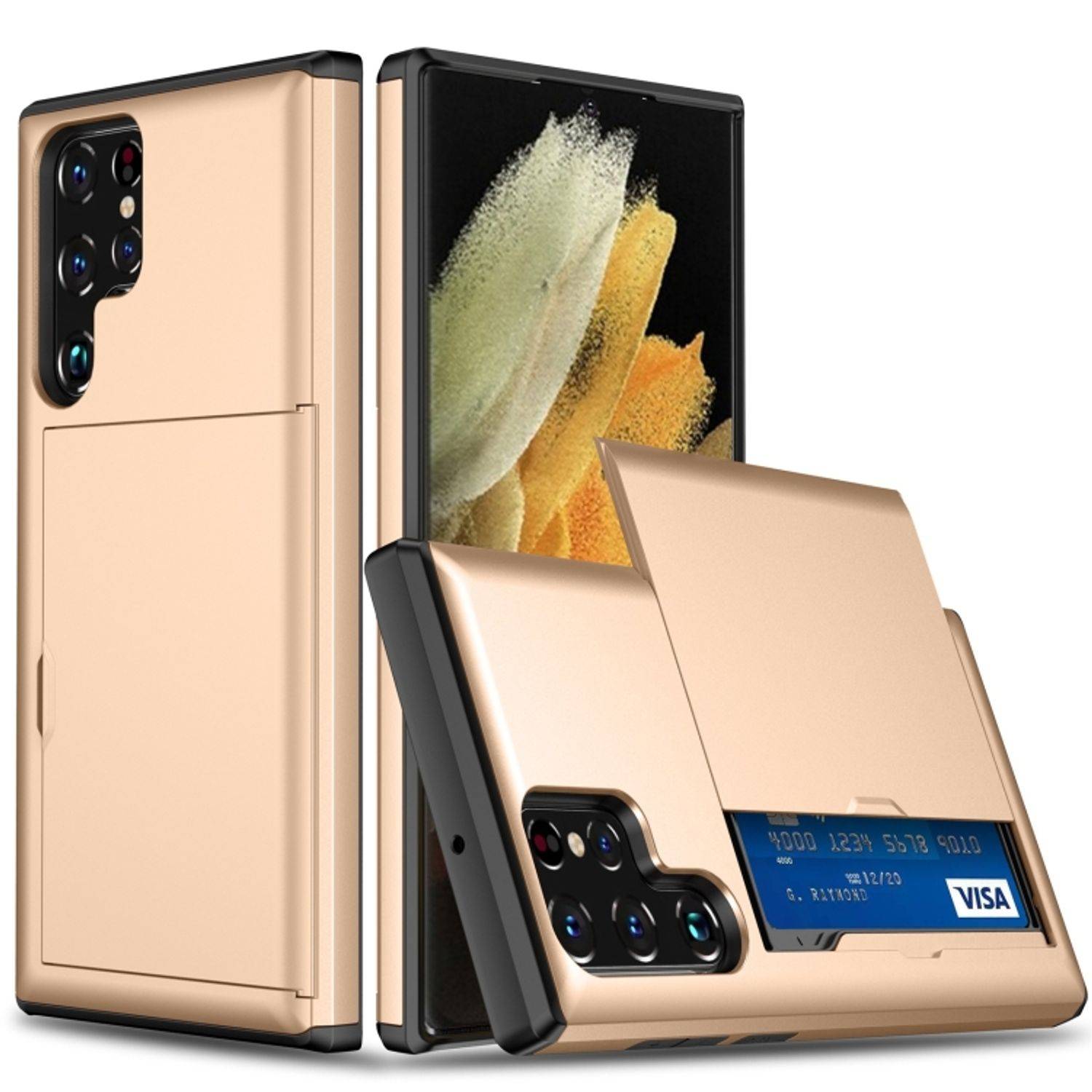 Hülle kompatibel mit Samsung Galaxy S22 Ultra 5G Kunststoff Soft Handyhülle - Handy Case Gold
