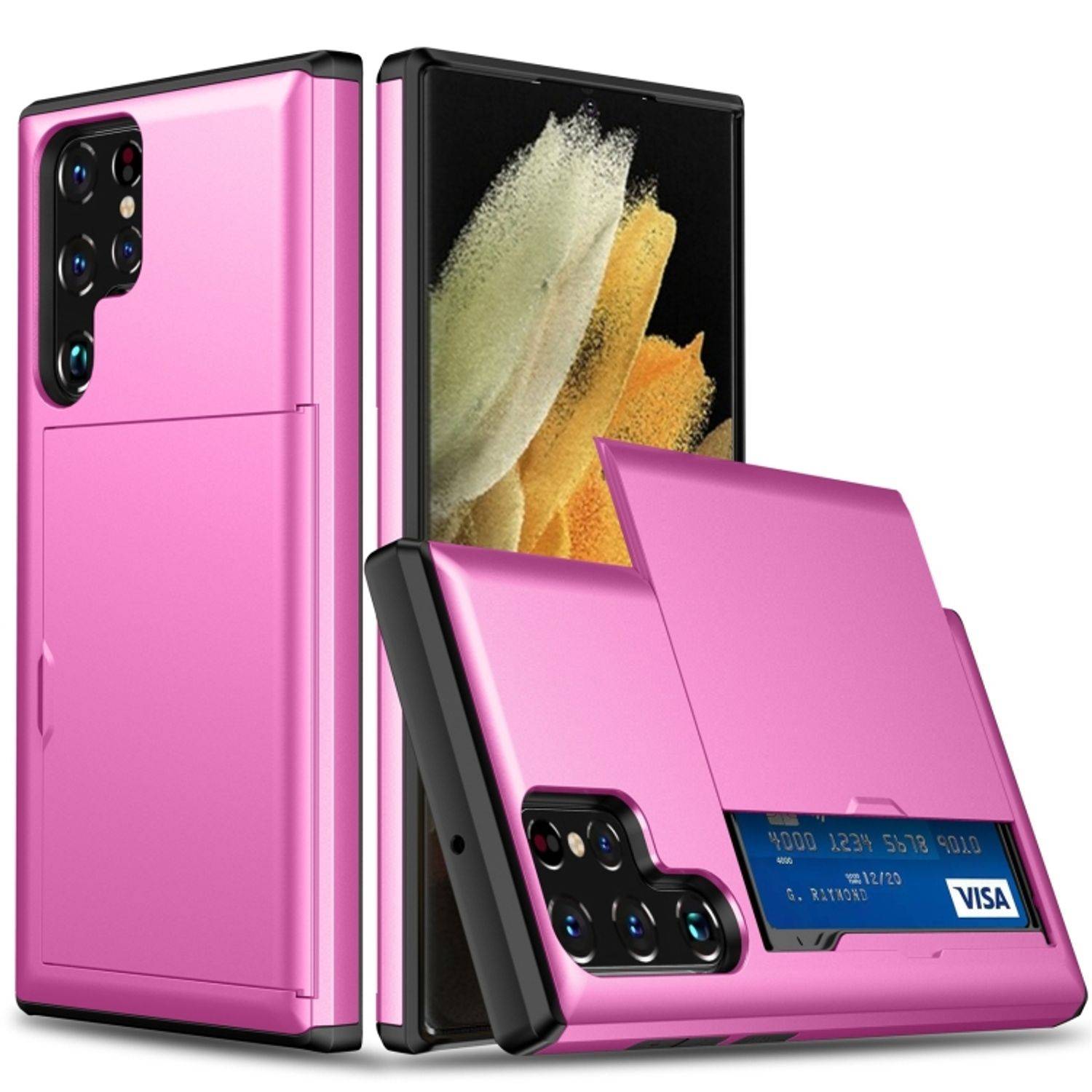 Hülle kompatibel mit Samsung Galaxy S22 Ultra 5G Kunststoff Soft Handyhülle - Handy Case Rose Rot