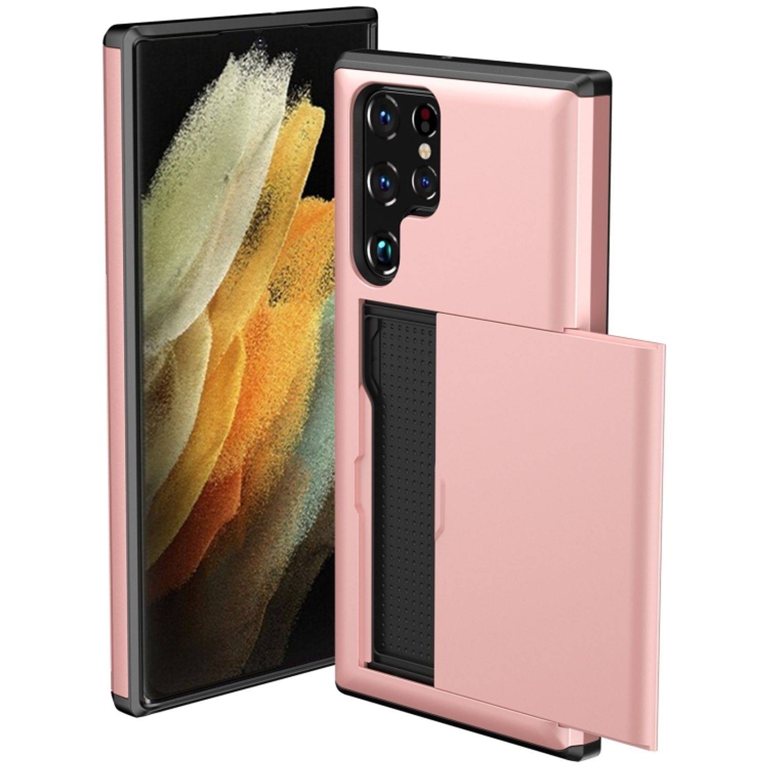 Hülle kompatibel mit Samsung Galaxy S22 Ultra 5G Kunststoff Soft Handyhülle - Handy Case Rosa