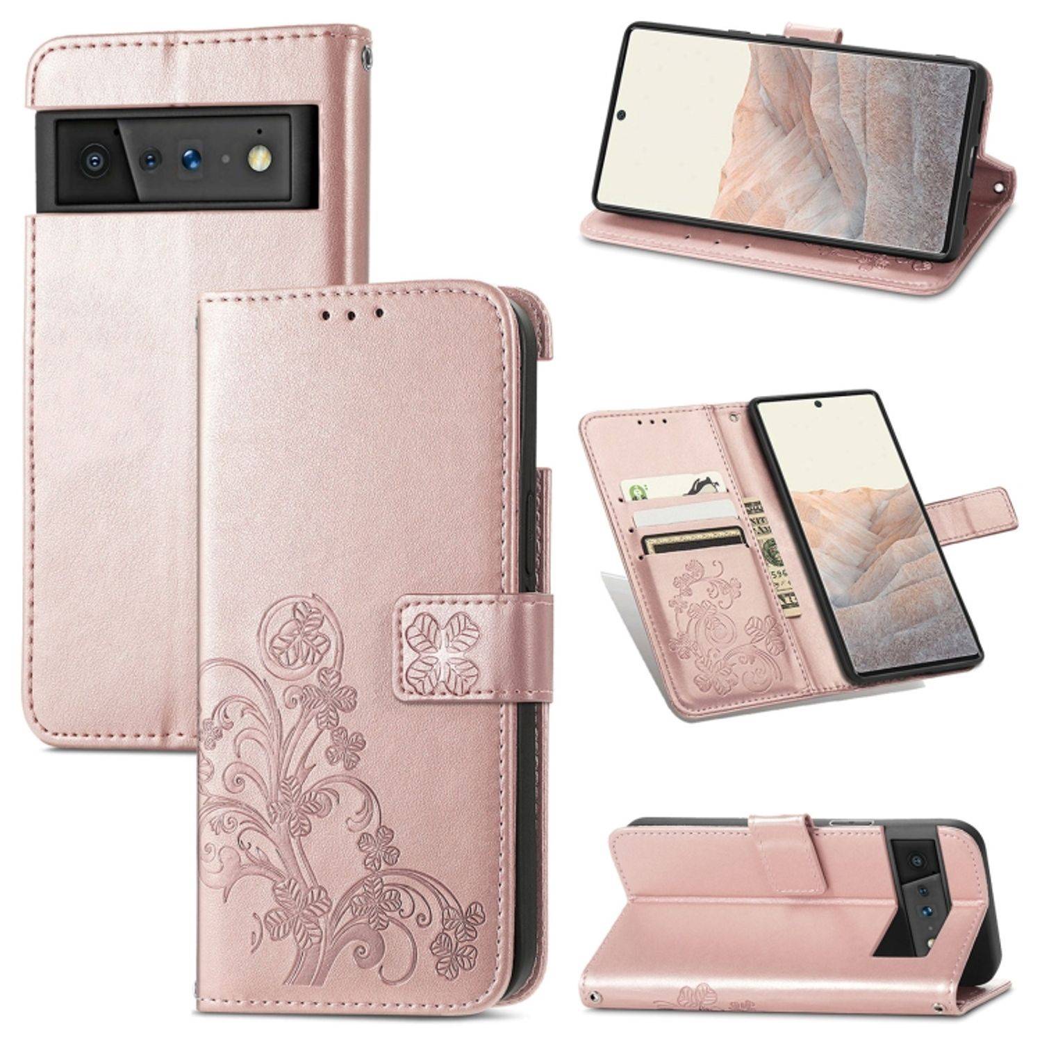 Hülle kompatibel mit Google Pixel 6 Pro Kunstleder Handyhülle - Handy Case Rose Gold