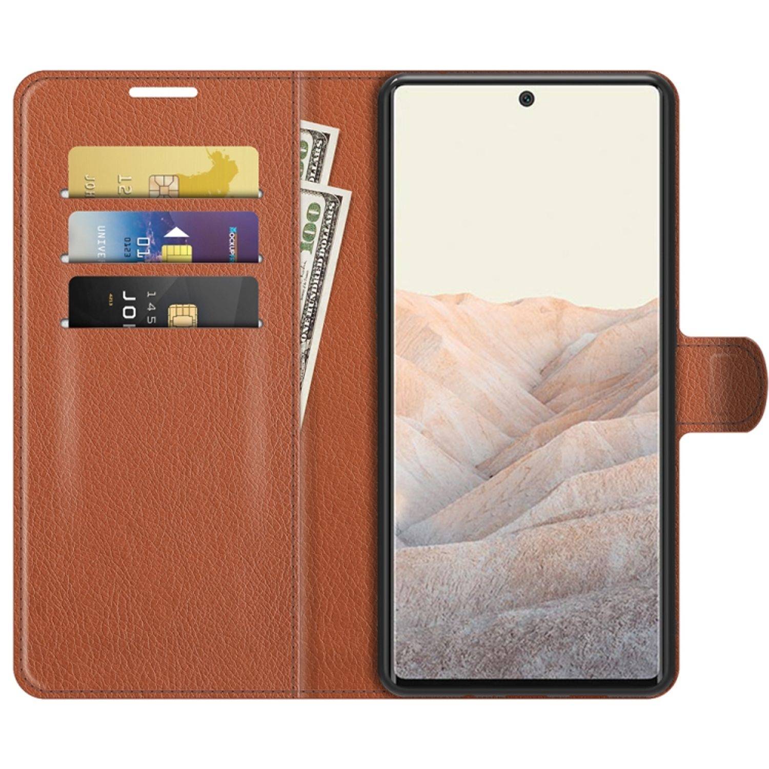 Hülle kompatibel mit Google Pixel 6 Pro Kunstleder Handyhülle - Handy Case Braun