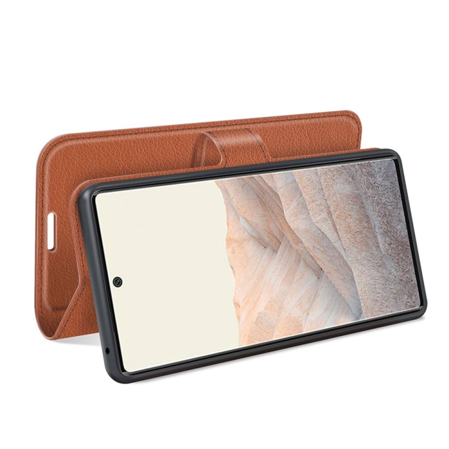 Hülle kompatibel mit Google Pixel 6 Pro Kunstleder Handyhülle - Handy Case Braun