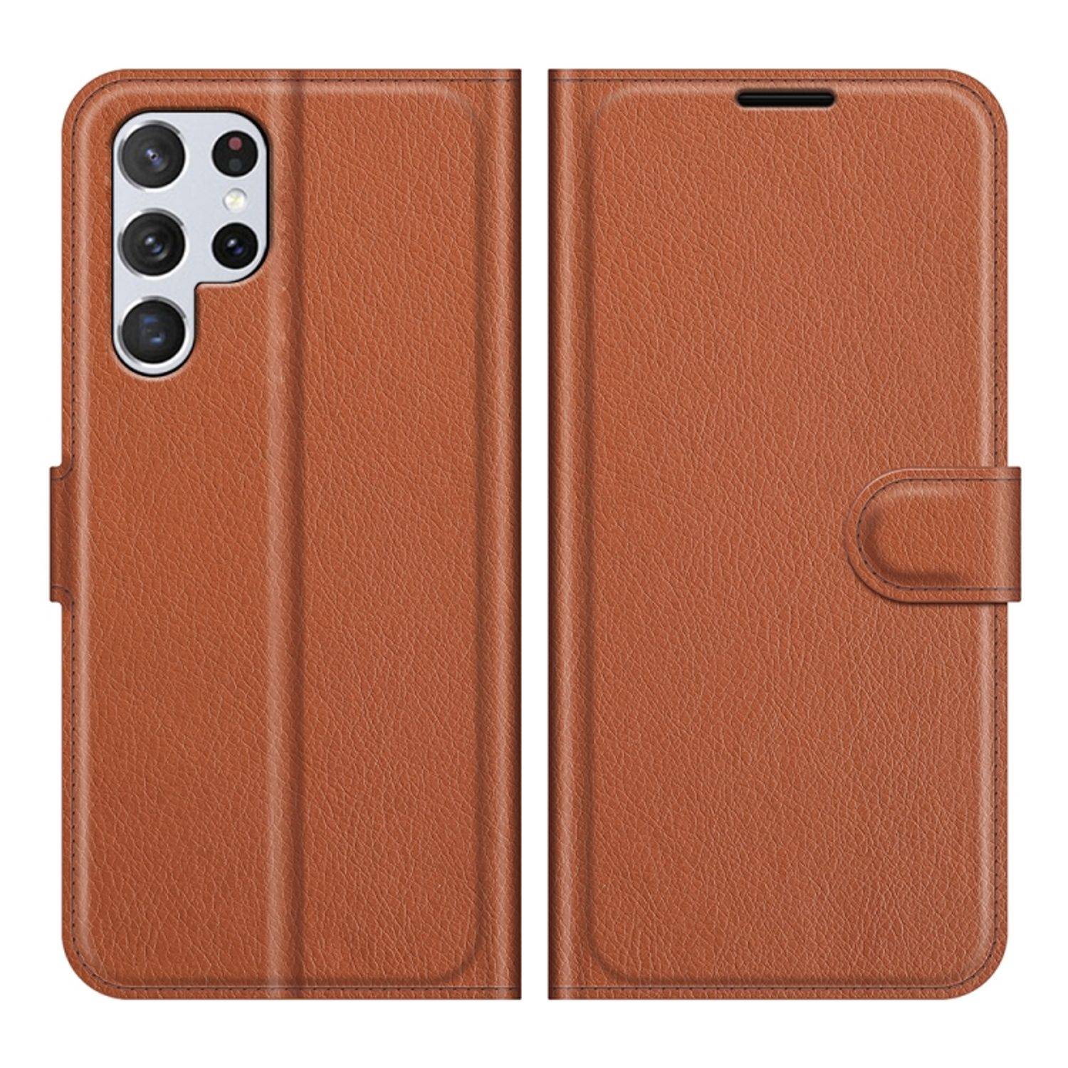 Hülle kompatibel mit Samsung Galaxy S22 Ultra 5G Kunstleder Handyhülle - Handy Case Braun
