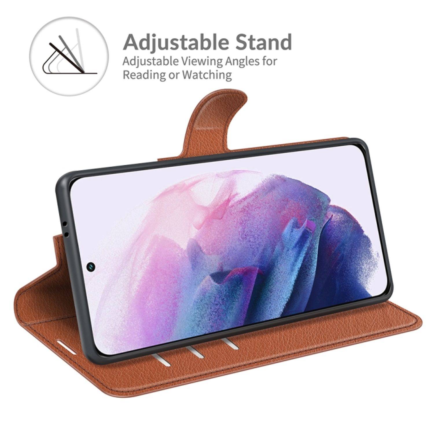 Hülle kompatibel mit Samsung Galaxy S22 Plus 5G Kunstleder Handyhülle - Handy Case Braun