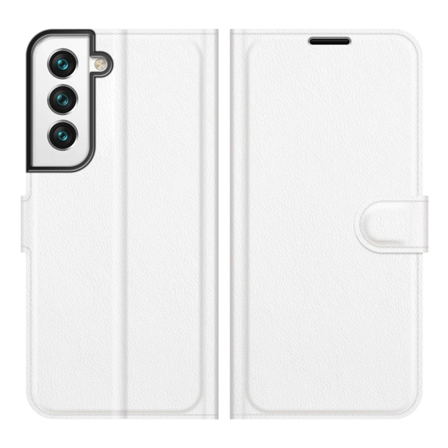 Hülle kompatibel mit Samsung Galaxy S22 5G Kunstleder Handyhülle - Handy Case Weiß