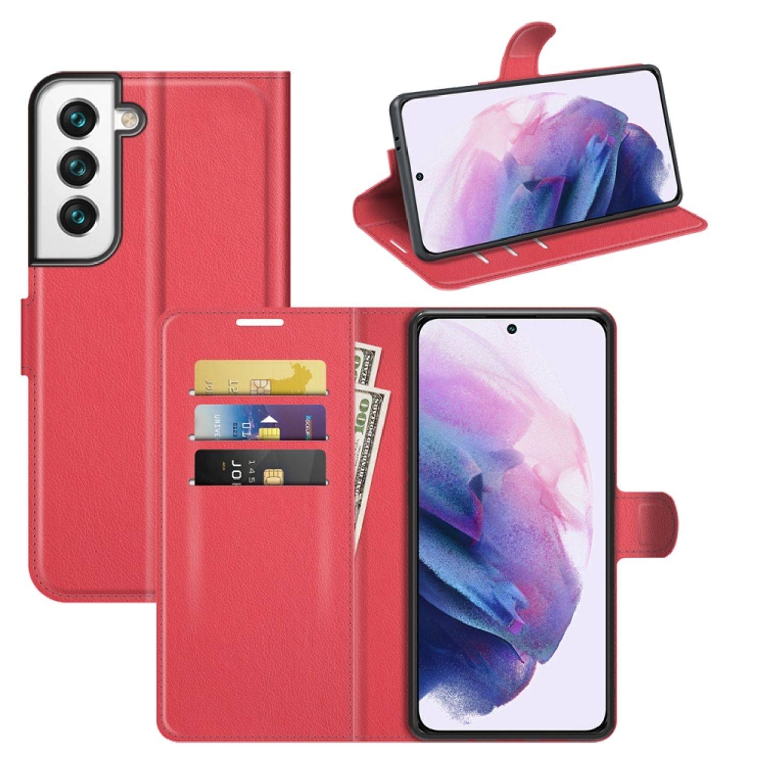 Hülle kompatibel mit Samsung Galaxy S22 5G Kunstleder Handyhülle - Handy Case Rot