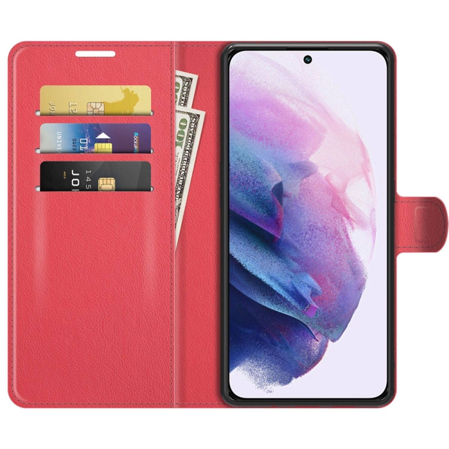 Hülle kompatibel mit Samsung Galaxy S22 5G Kunstleder Handyhülle - Handy Case Rot
