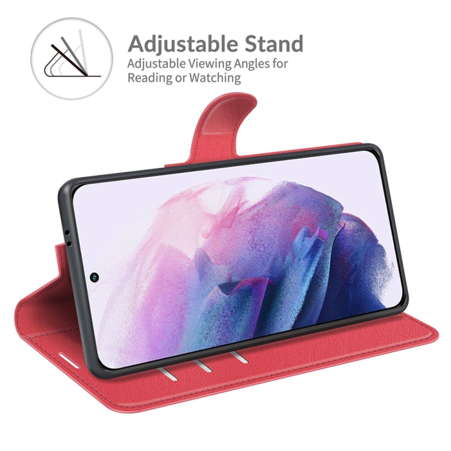 Hülle kompatibel mit Samsung Galaxy S22 5G Kunstleder Handyhülle - Handy Case Rot
