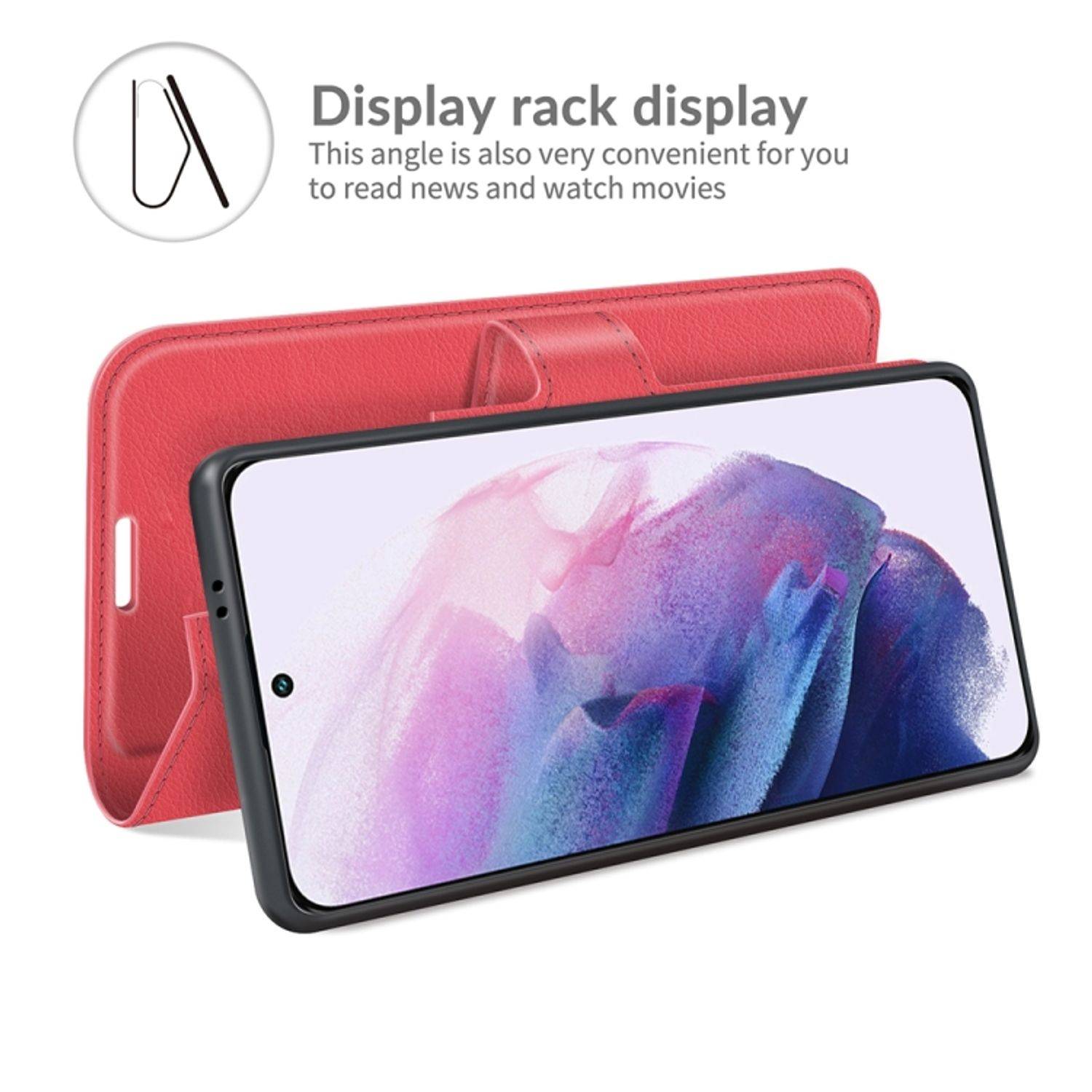 Hülle kompatibel mit Samsung Galaxy S22 5G Kunstleder Handyhülle - Handy Case Rot