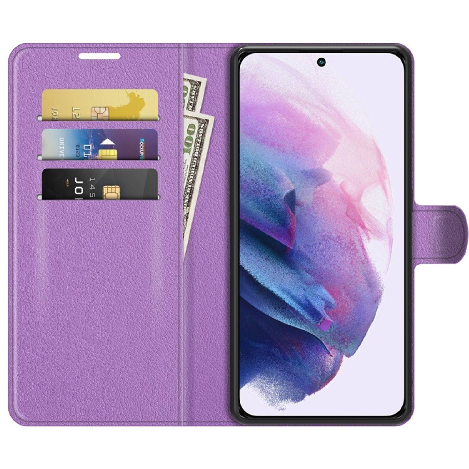 Hülle kompatibel mit Samsung Galaxy S22 5G Kunstleder Handyhülle - Handy Case Violett
