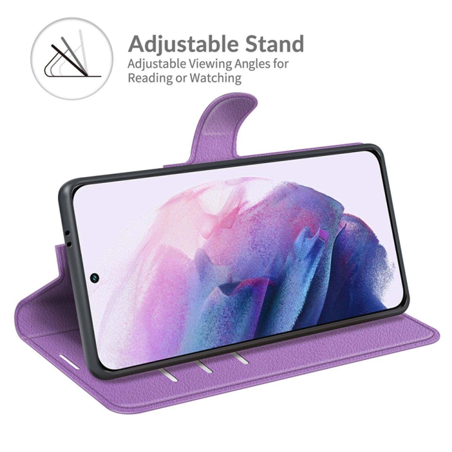 Hülle kompatibel mit Samsung Galaxy S22 5G Kunstleder Handyhülle - Handy Case Violett