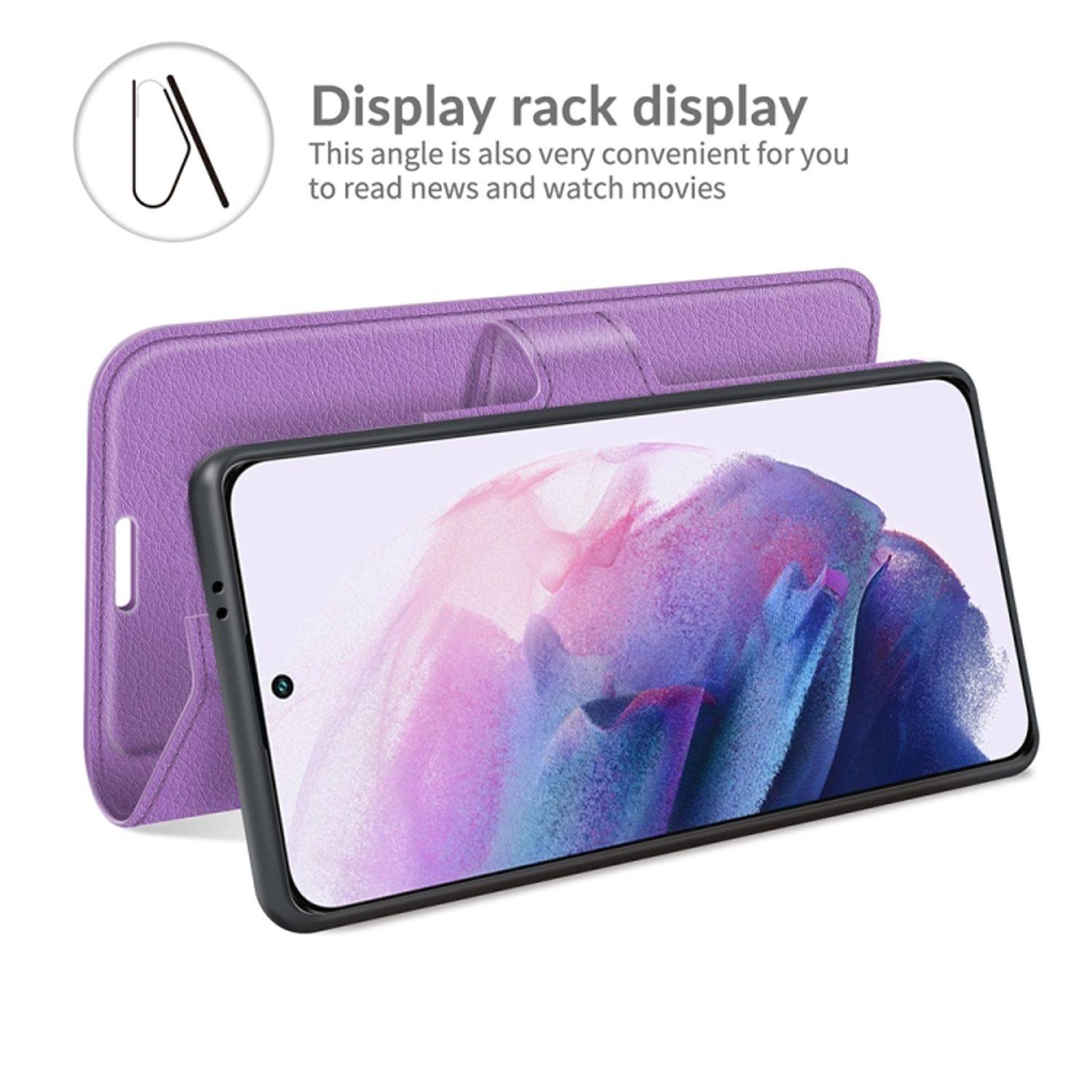 Hülle kompatibel mit Samsung Galaxy S22 5G Kunstleder Handyhülle - Handy Case Violett