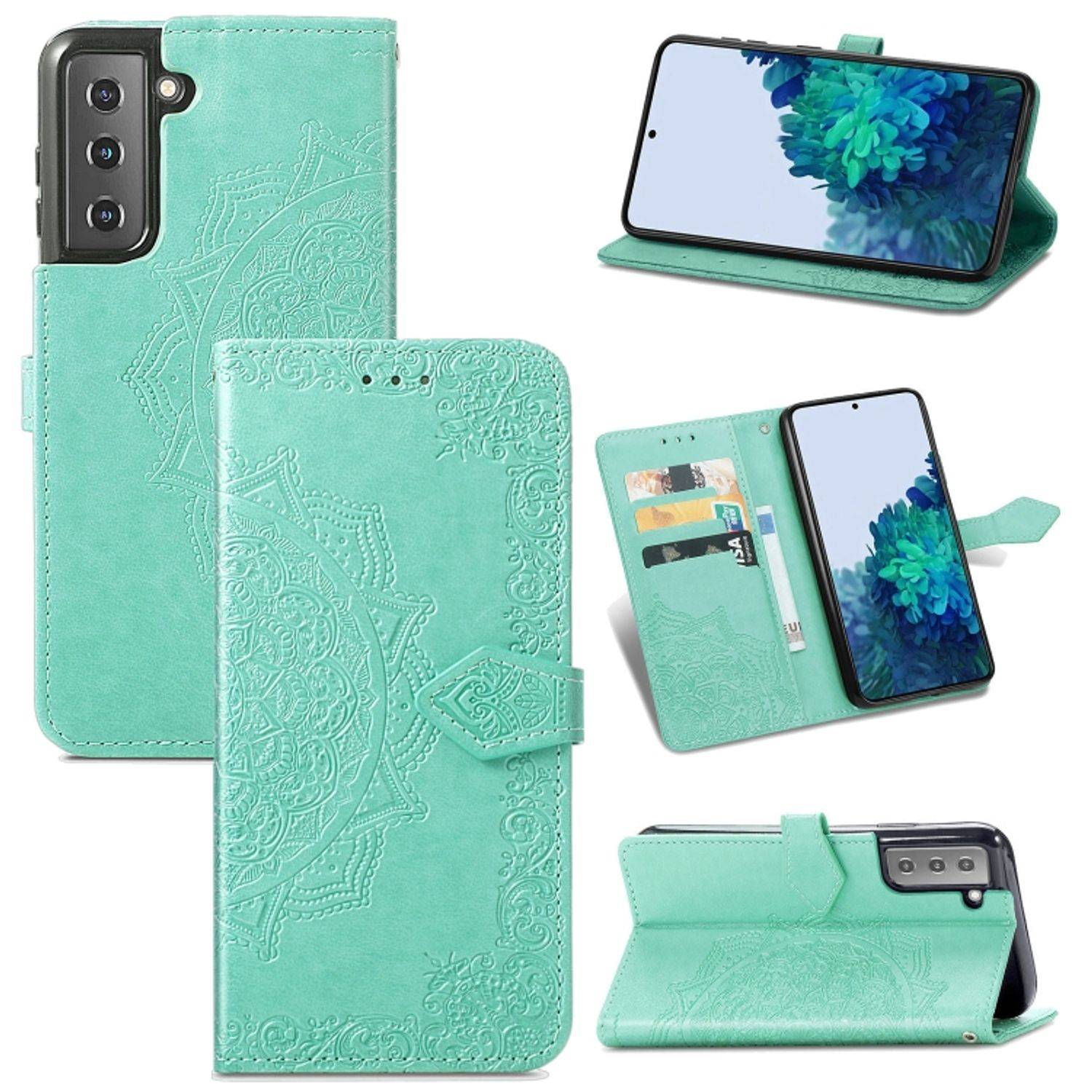 Hülle kompatibel mit Samsung Galaxy S22 Plus 5G Kunstleder Handyhülle - Handy Case Grün