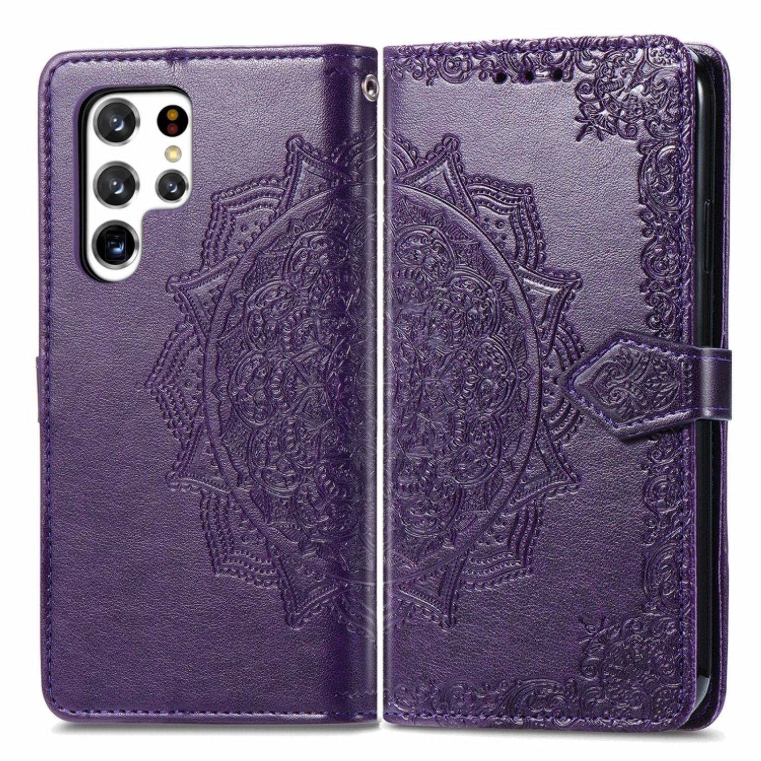 Hülle kompatibel mit Samsung Galaxy S22 Ultra 5G Kunstleder Handyhülle - Handy Case Violett