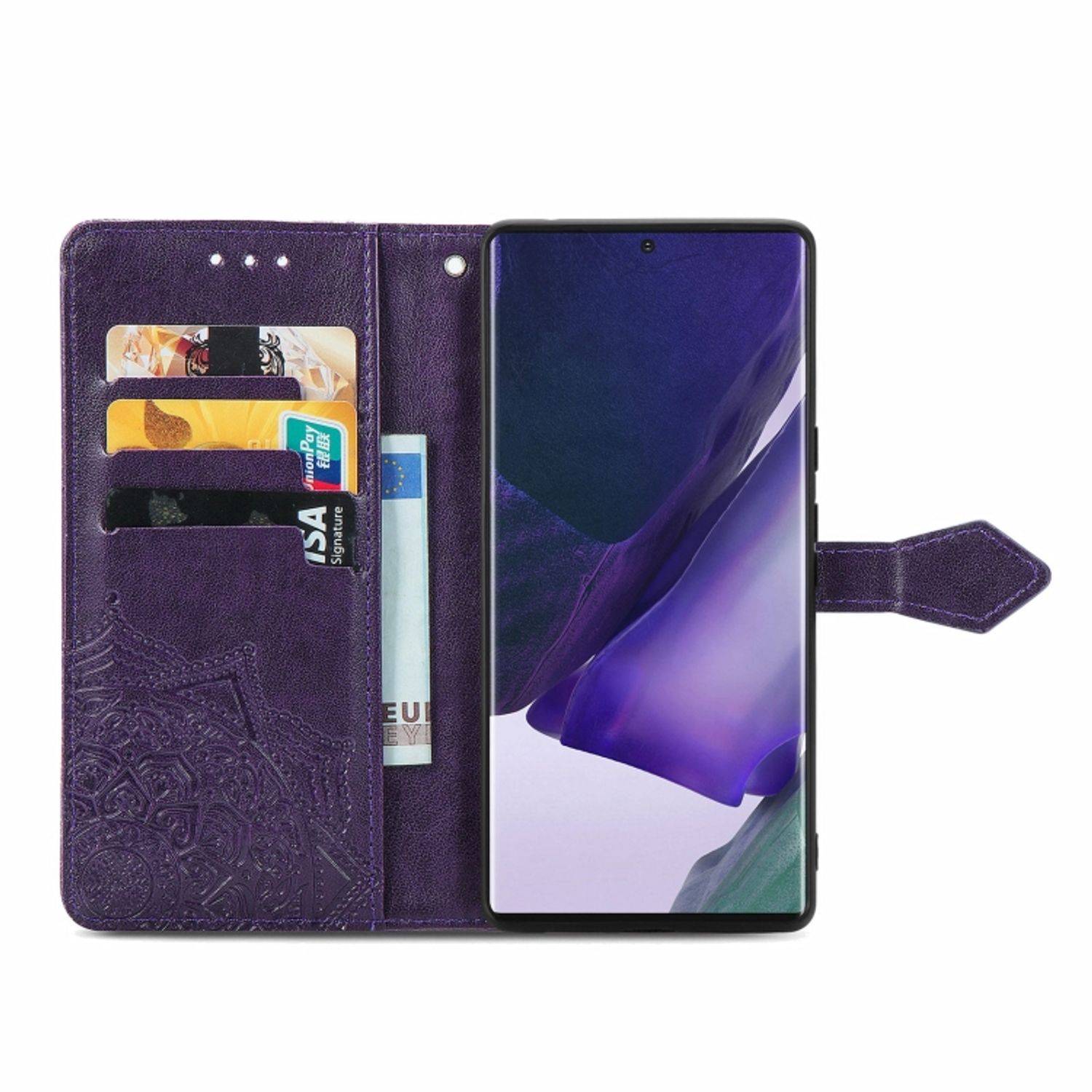 Hülle kompatibel mit Samsung Galaxy S22 Ultra 5G Kunstleder Handyhülle - Handy Case Violett