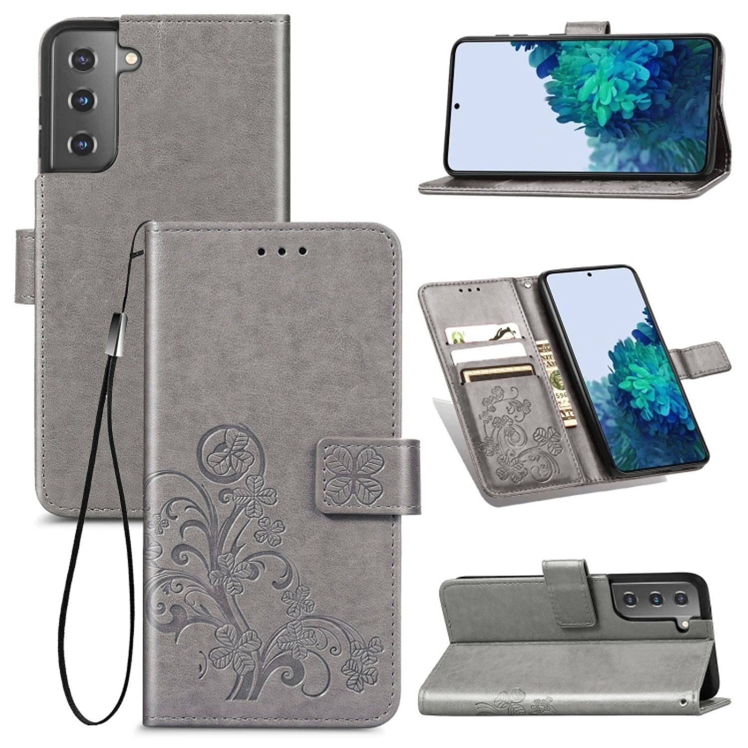 Hülle kompatibel mit Samsung Galaxy S22 5G Kunstleder Handyhülle - Handy Case Grau