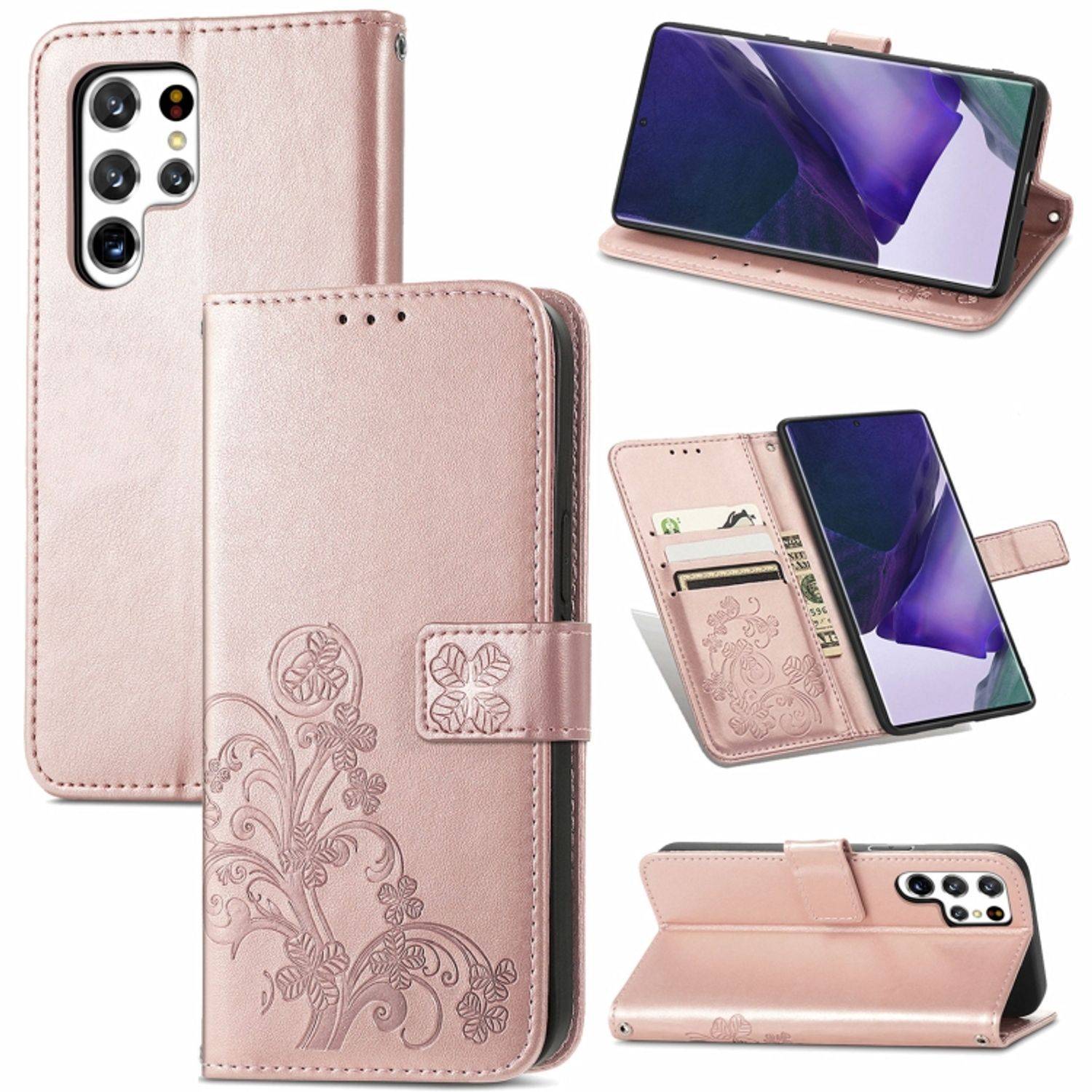 Hülle kompatibel mit Samsung Galaxy S22 Ultra 5G Kunstleder Handyhülle - Handy Case Rose Gold