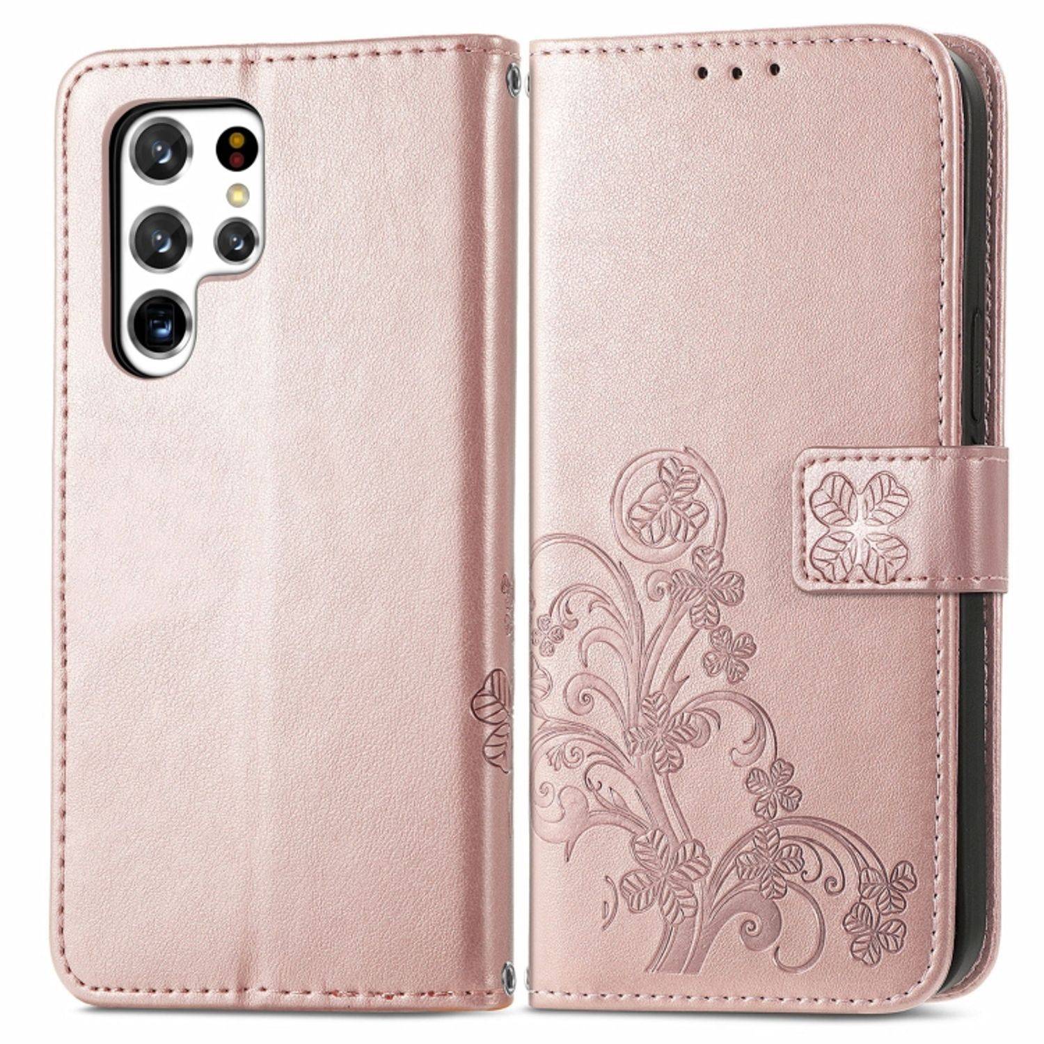 Hülle kompatibel mit Samsung Galaxy S22 Ultra 5G Kunstleder Handyhülle - Handy Case Rose Gold