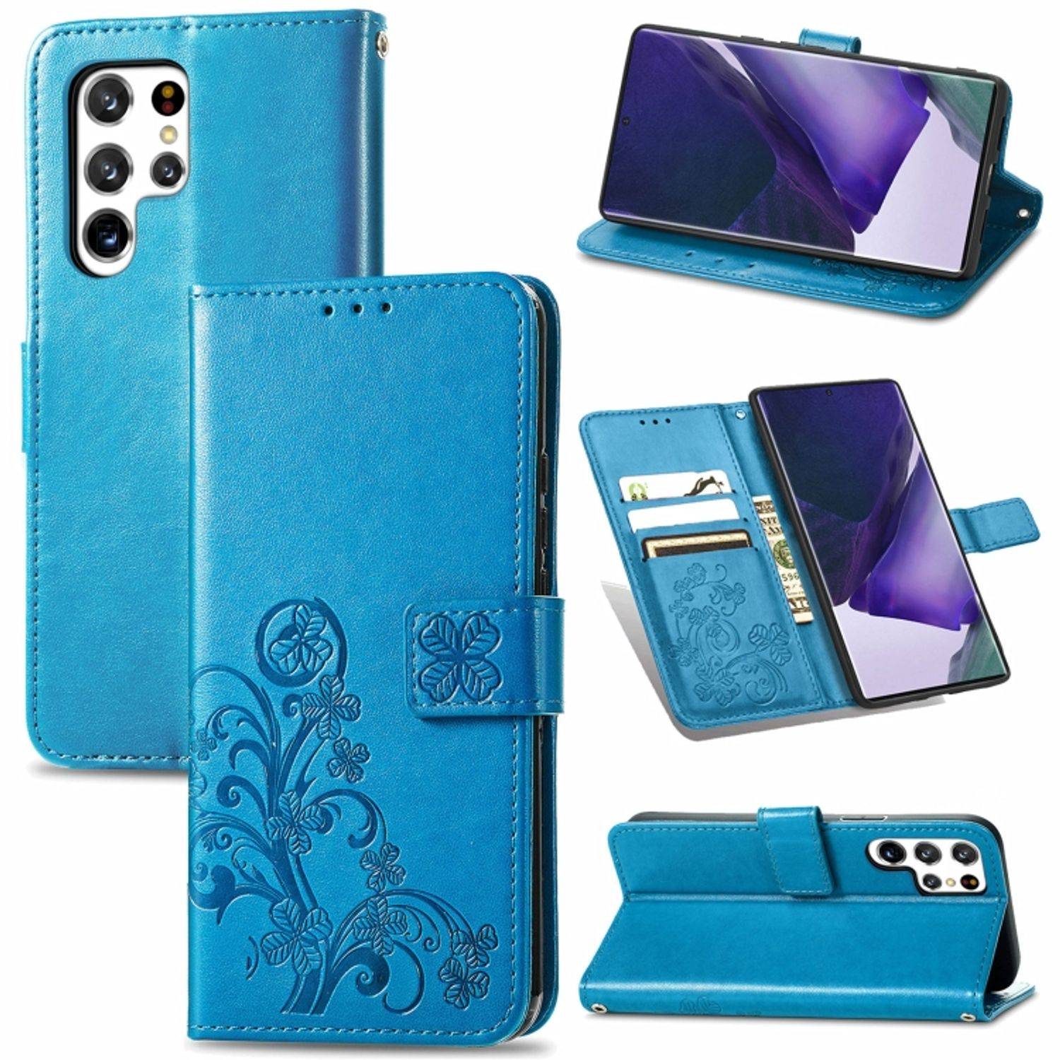 Hülle kompatibel mit Samsung Galaxy S22 Ultra 5G Kunstleder Handyhülle - Handy Case Blau
