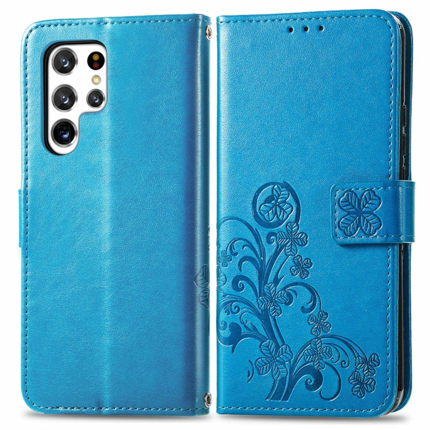 Hülle kompatibel mit Samsung Galaxy S22 Ultra 5G Kunstleder Handyhülle - Handy Case Blau