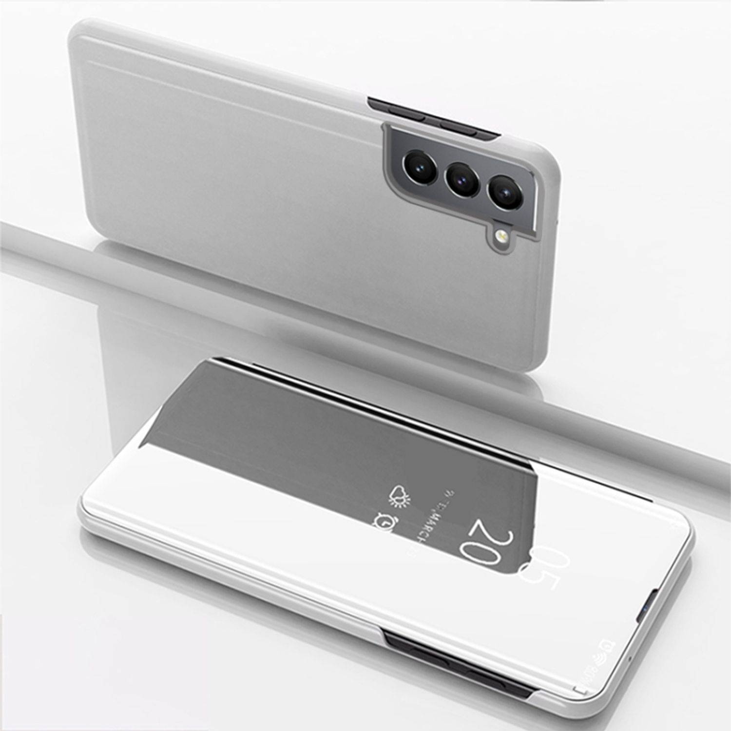 Hülle kompatibel mit Samsung Galaxy S22 5G Kunststoff Full Cover Handyhülle - Case Silber