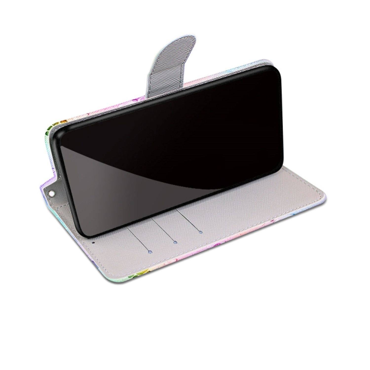 Hülle kompatibel mit Samsung Galaxy S21 FE Kunstleder Handyhülle - Handy Case Fußabdruck Wassertropfen