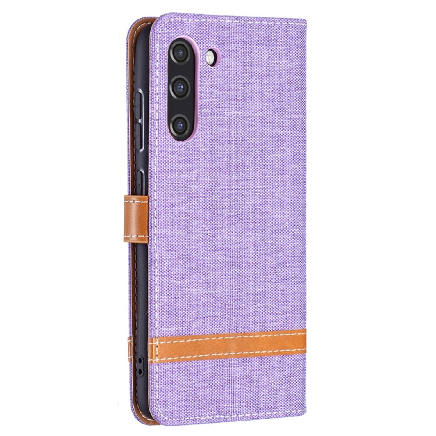 Hülle kompatibel mit Samsung Galaxy S21 FE Kunstleder Handyhülle - Handy Case Lila