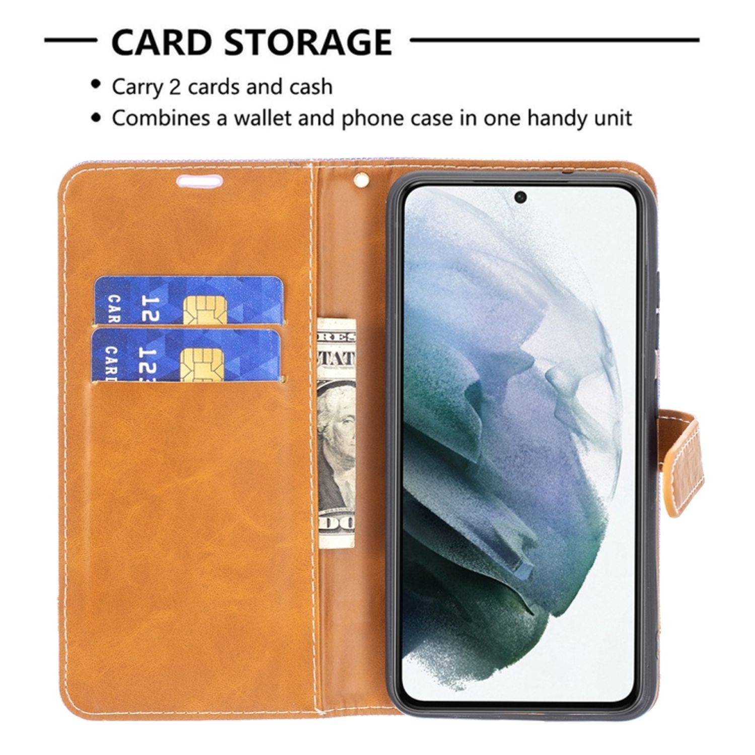 Hülle kompatibel mit Samsung Galaxy S21 FE Kunstleder Handyhülle - Handy Case Lila