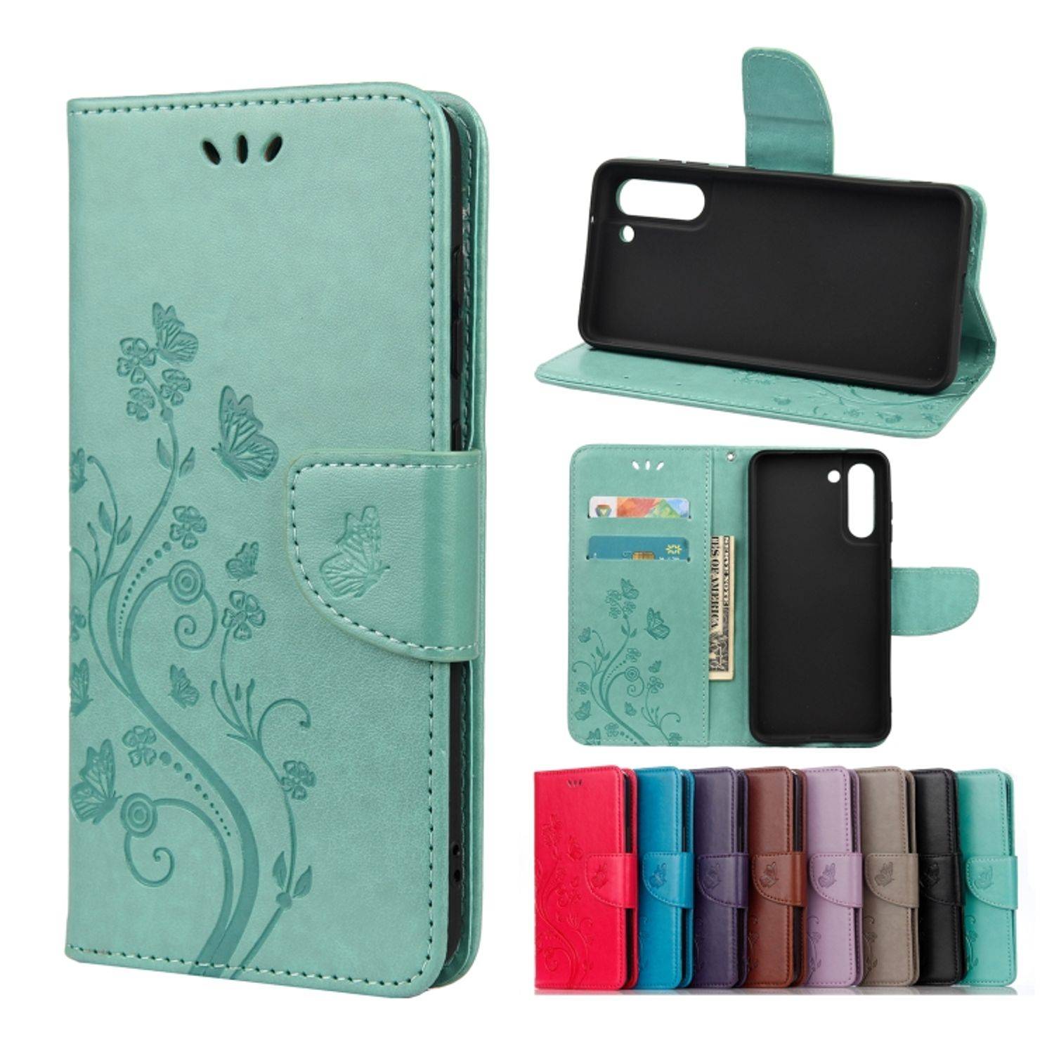 Hülle kompatibel mit Samsung Galaxy S21 FE Kunstleder Handyhülle - Handy Case Grün