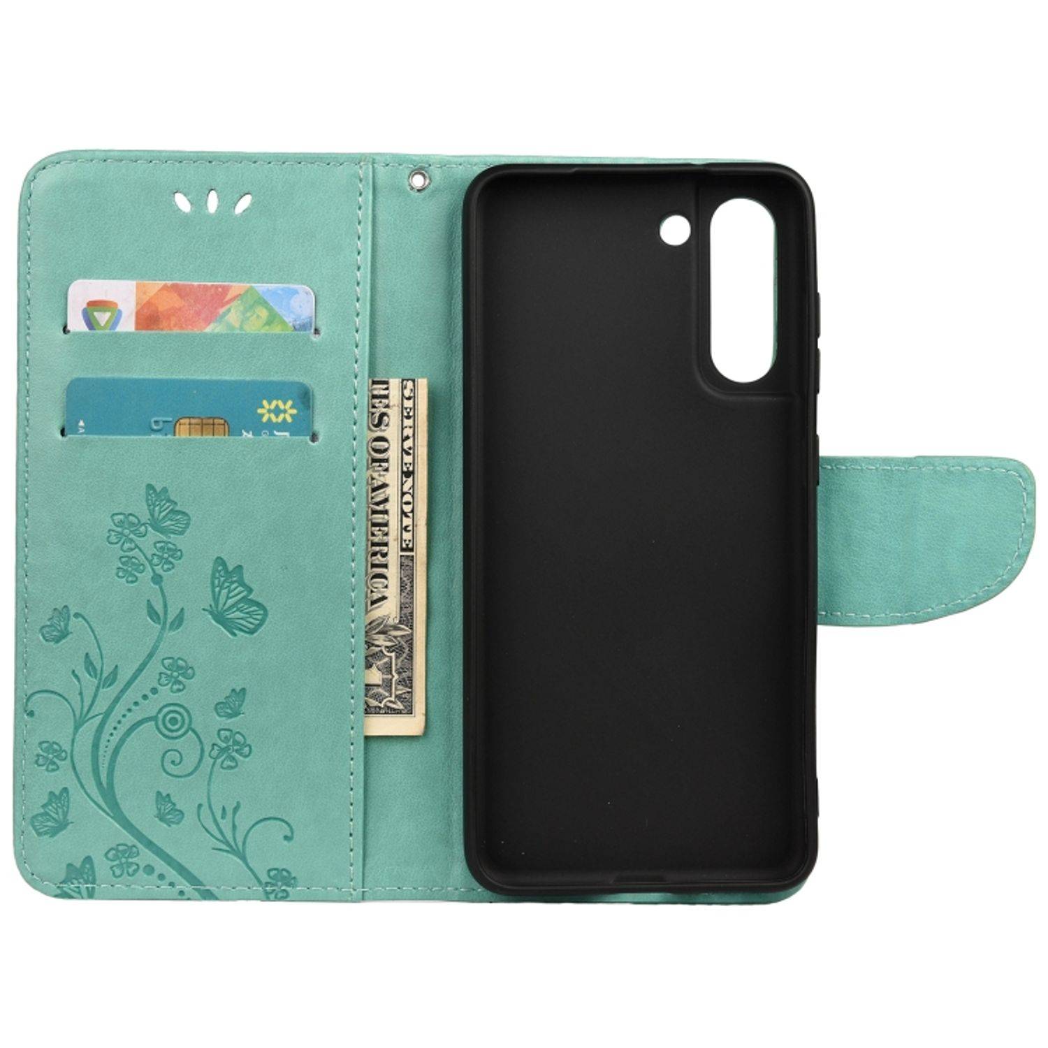 Hülle kompatibel mit Samsung Galaxy S21 FE Kunstleder Handyhülle - Handy Case Grün