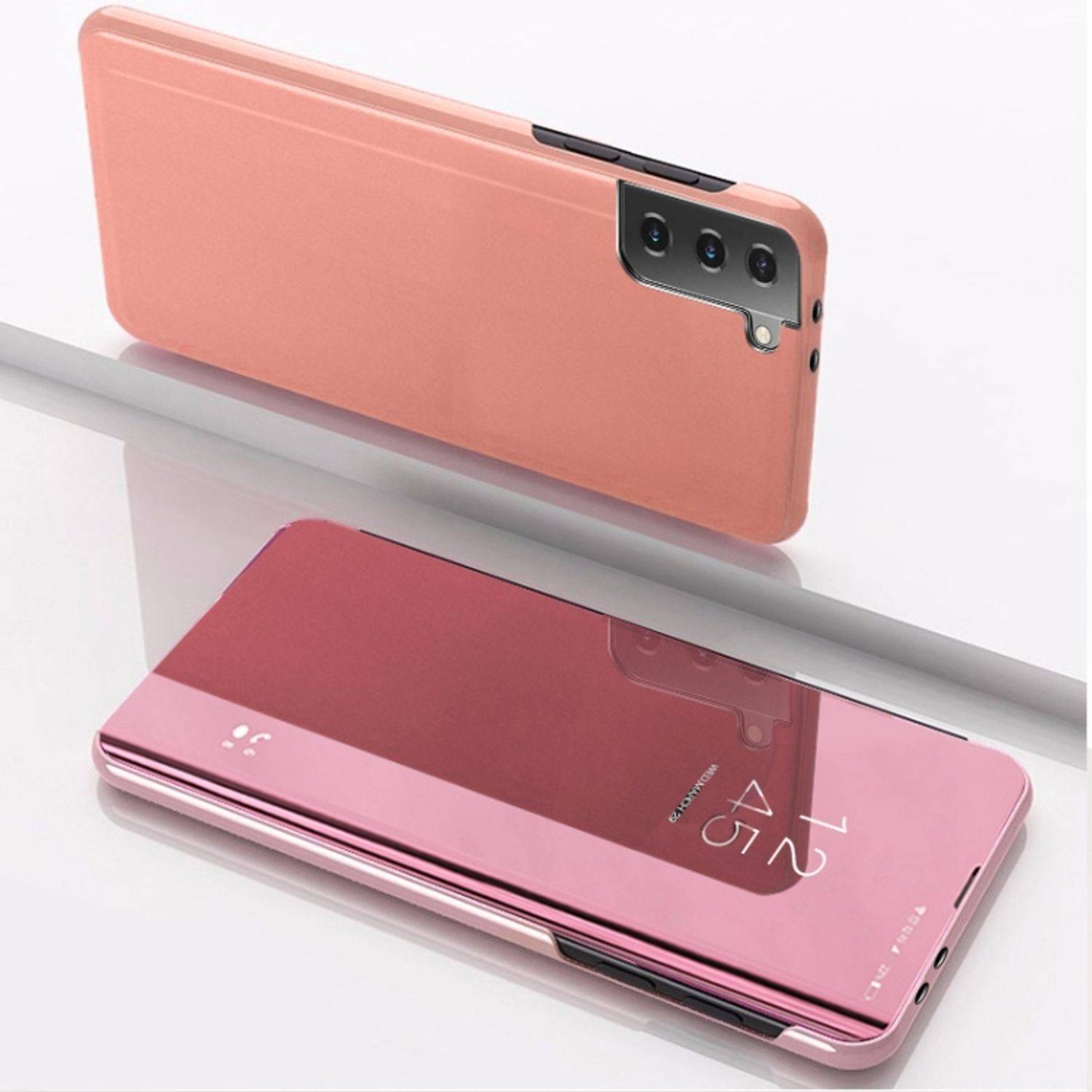 Hülle kompatibel mit Samsung Galaxy S21 FE Kunststoff Full Cover Handyhülle - Case Rosa Gold