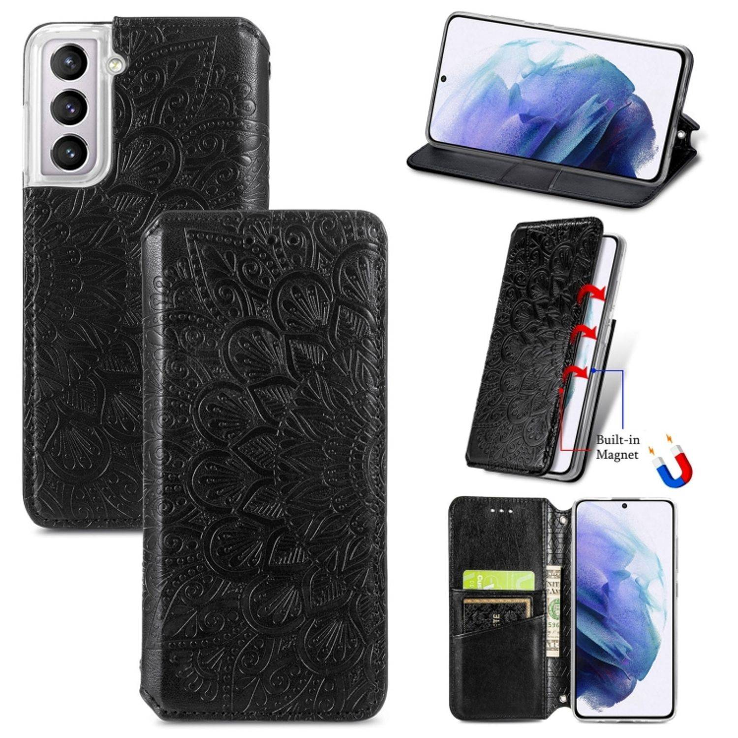 Hülle kompatibel mit Samsung Galaxy S22 5G Kunstleder Handyhülle - Handy Case Schwarz
