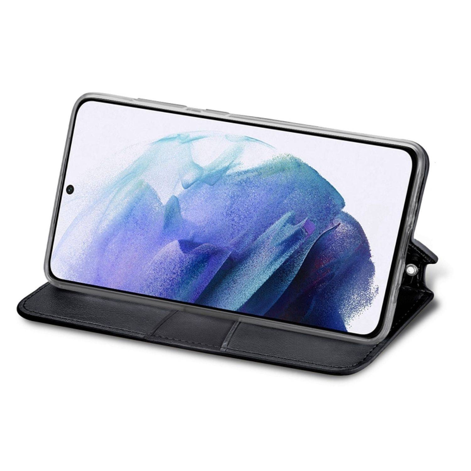 Hülle kompatibel mit Samsung Galaxy S22 5G Kunstleder Handyhülle - Handy Case Schwarz