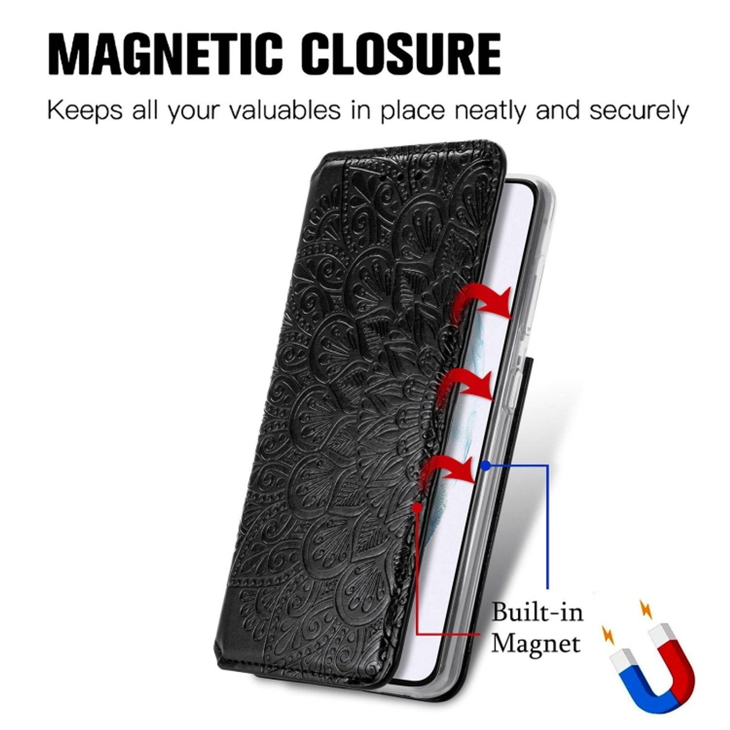 Hülle kompatibel mit Samsung Galaxy S22 5G Kunstleder Handyhülle - Handy Case Schwarz