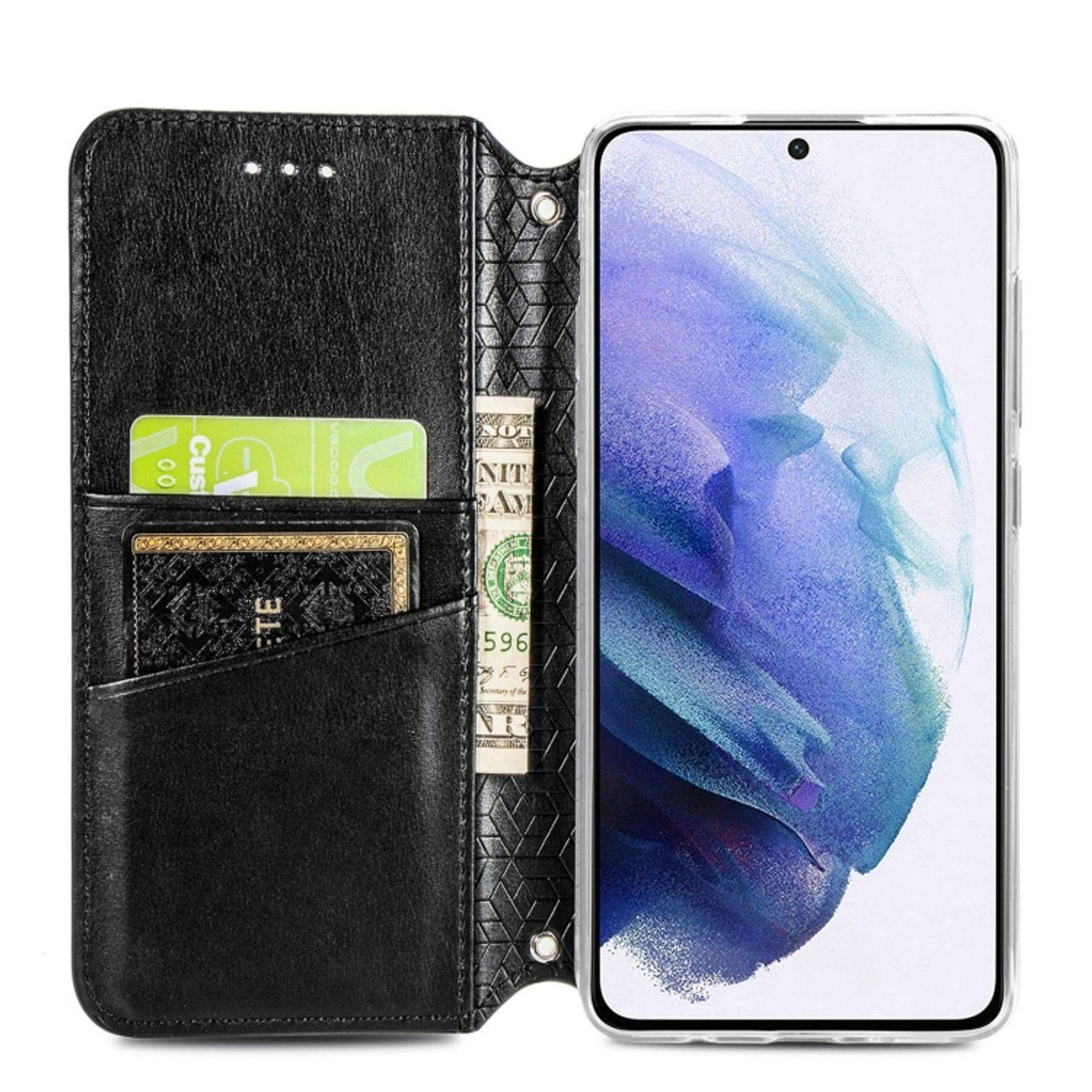 Hülle kompatibel mit Samsung Galaxy S22 5G Kunstleder Handyhülle - Handy Case Schwarz