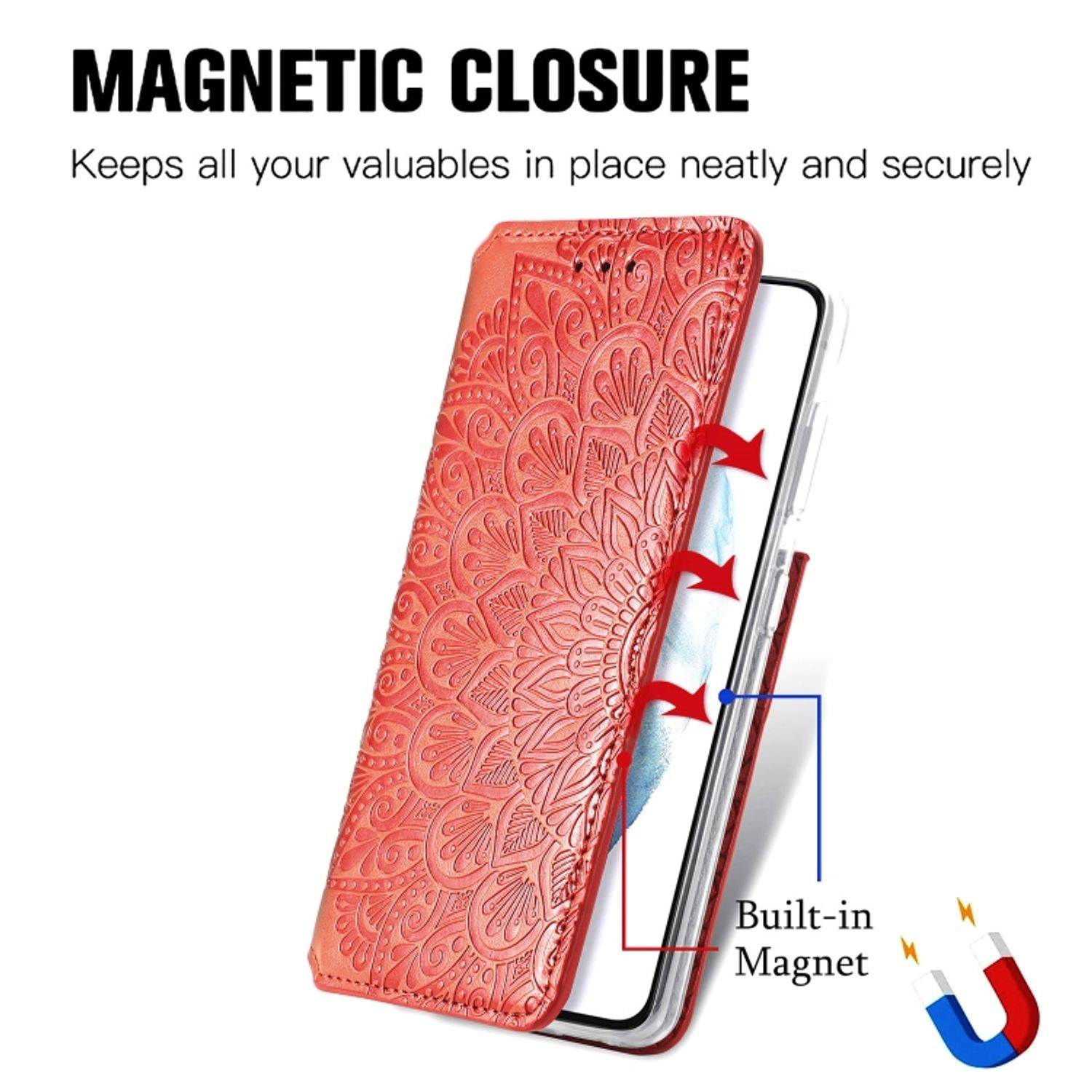Hülle kompatibel mit Samsung Galaxy S22 5G Kunstleder Handyhülle - Handy Case Rot