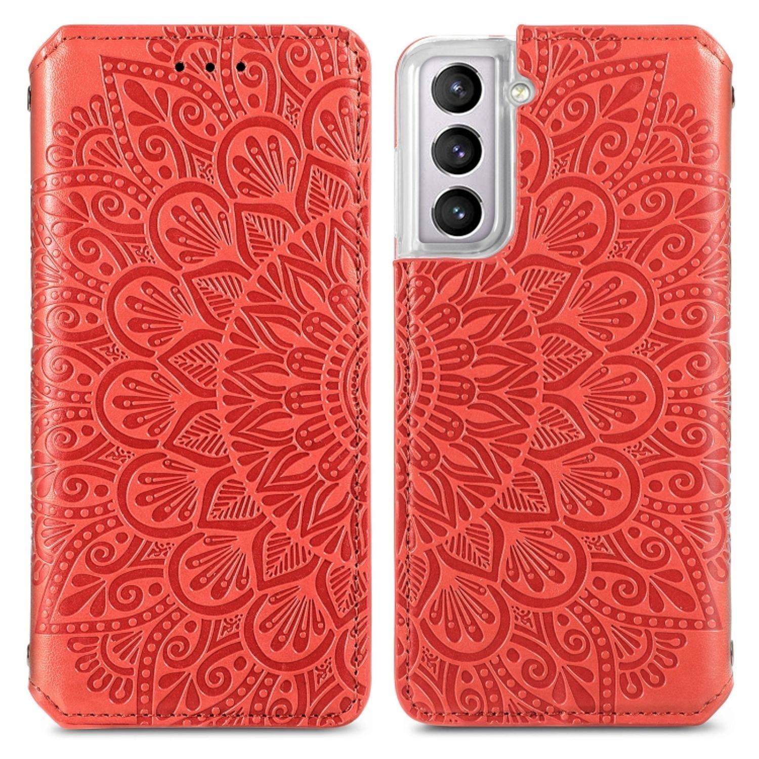 Hülle kompatibel mit Samsung Galaxy S22 5G Kunstleder Handyhülle - Handy Case Rot