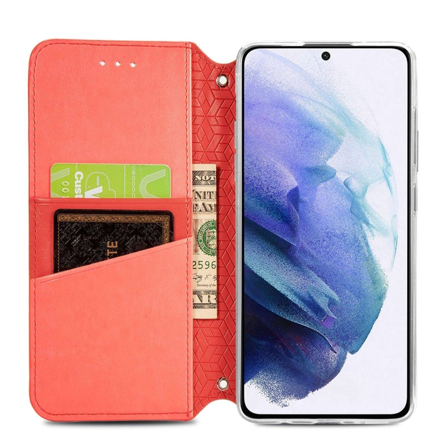 Hülle kompatibel mit Samsung Galaxy S22 5G Kunstleder Handyhülle - Handy Case Rot
